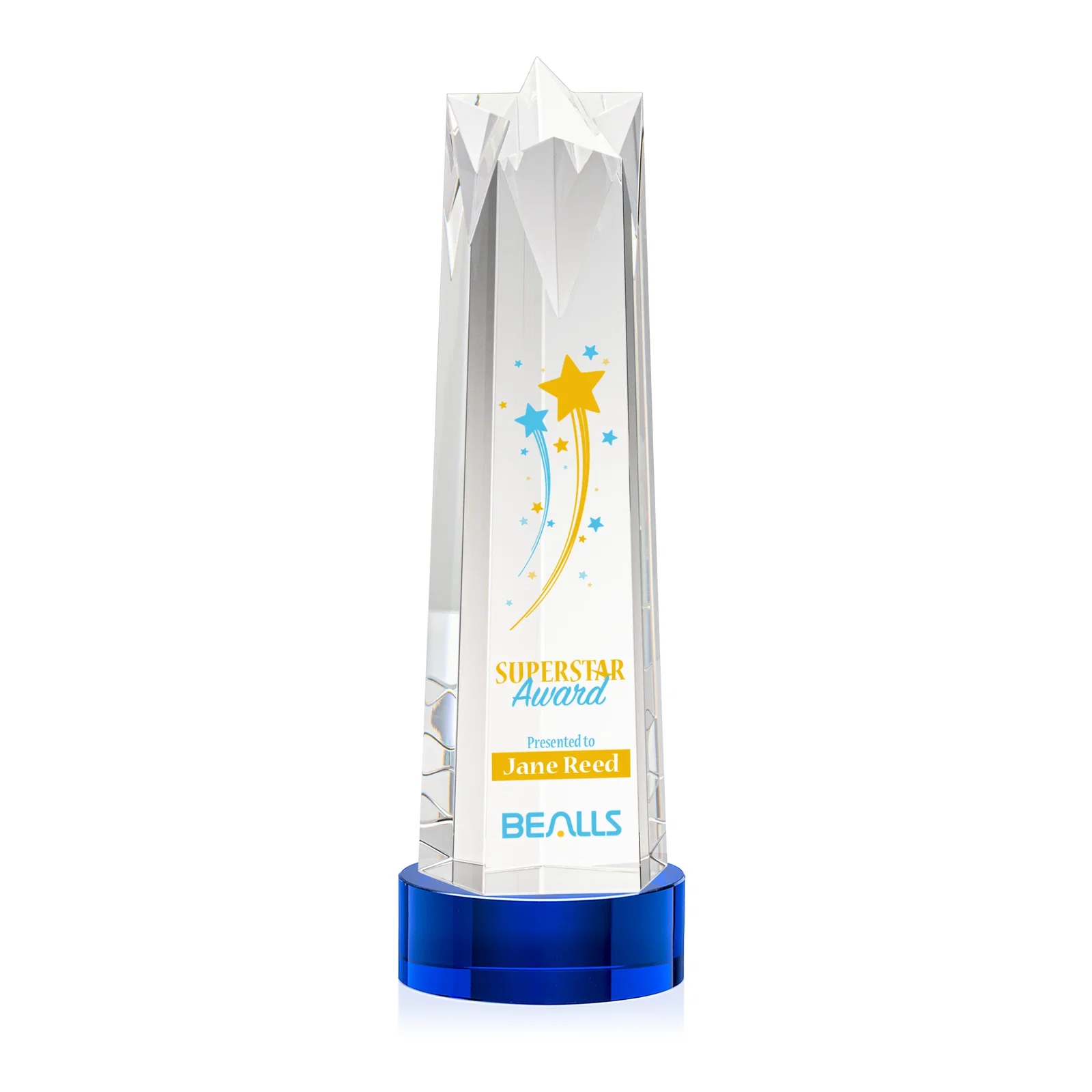 Promotional Optical Crystal Obelisk Award with Flat Star Face for graduation ceremonies