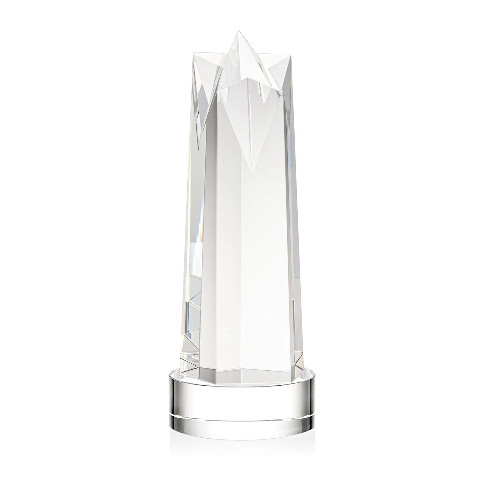 Promotional Optical Crystal Obelisk Award with Flat Star Face for volunteer appreciation