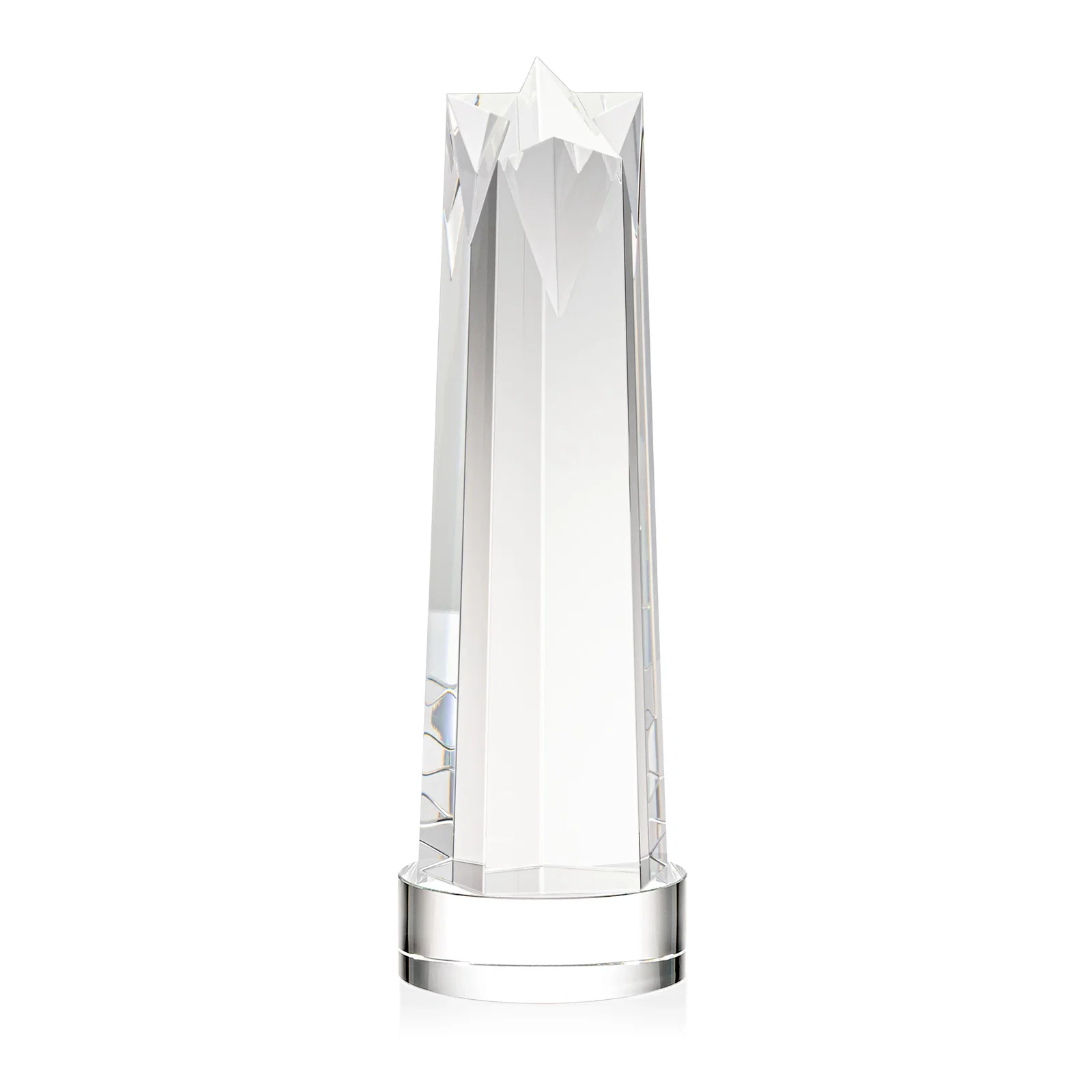 Promotional Optical Crystal Obelisk Award with Flat Star Face for dealer and partner awards