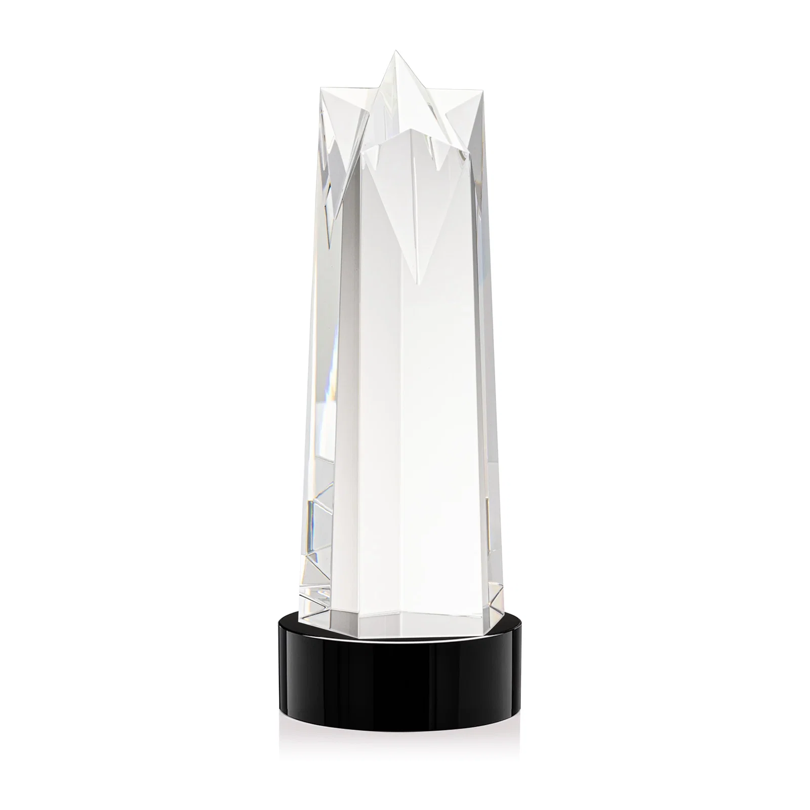 Branded Optical Crystal Obelisk Award with Flat Star Face for sales achievement awards