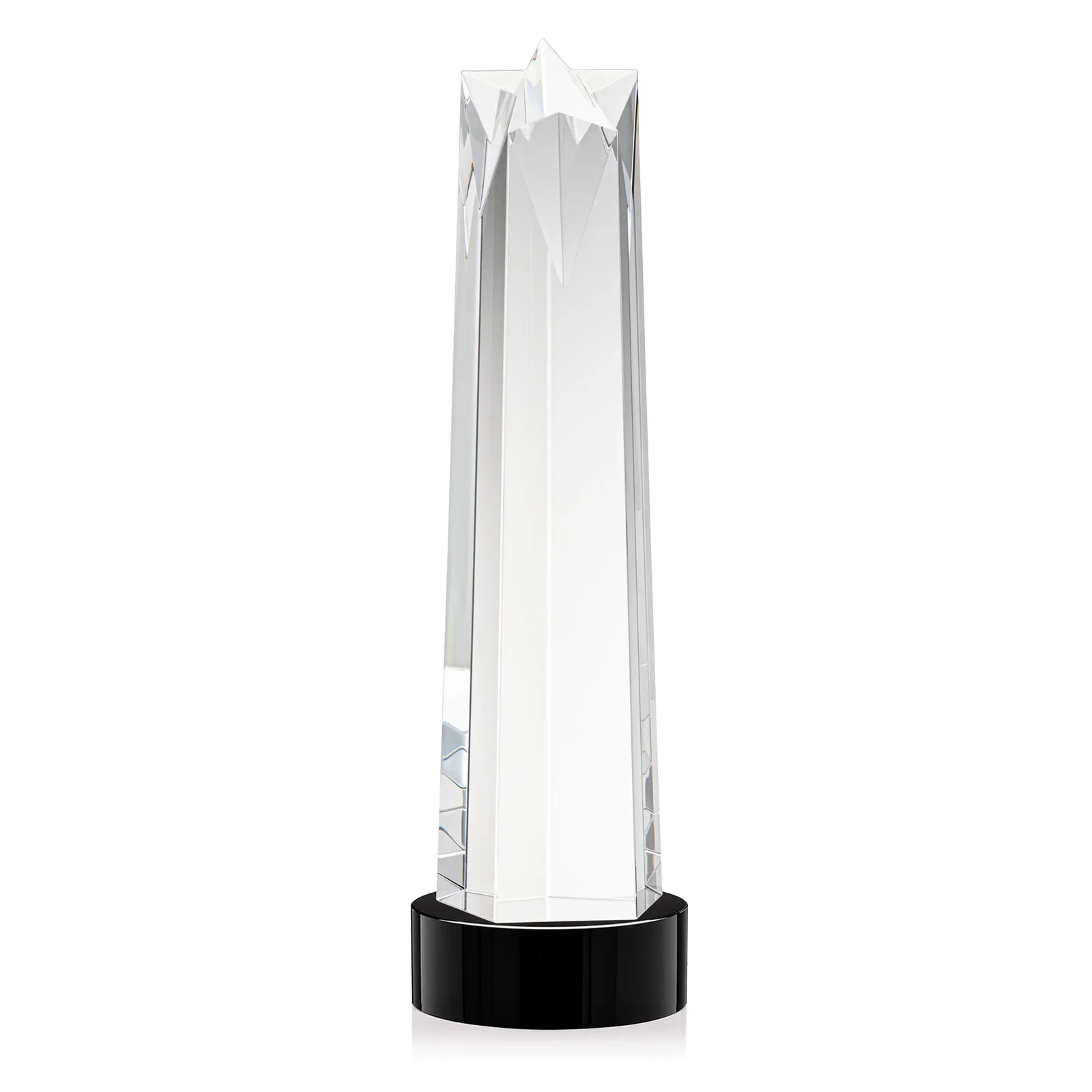 Branded Optical Crystal Obelisk Award with Flat Star Face for team milestone celebrations