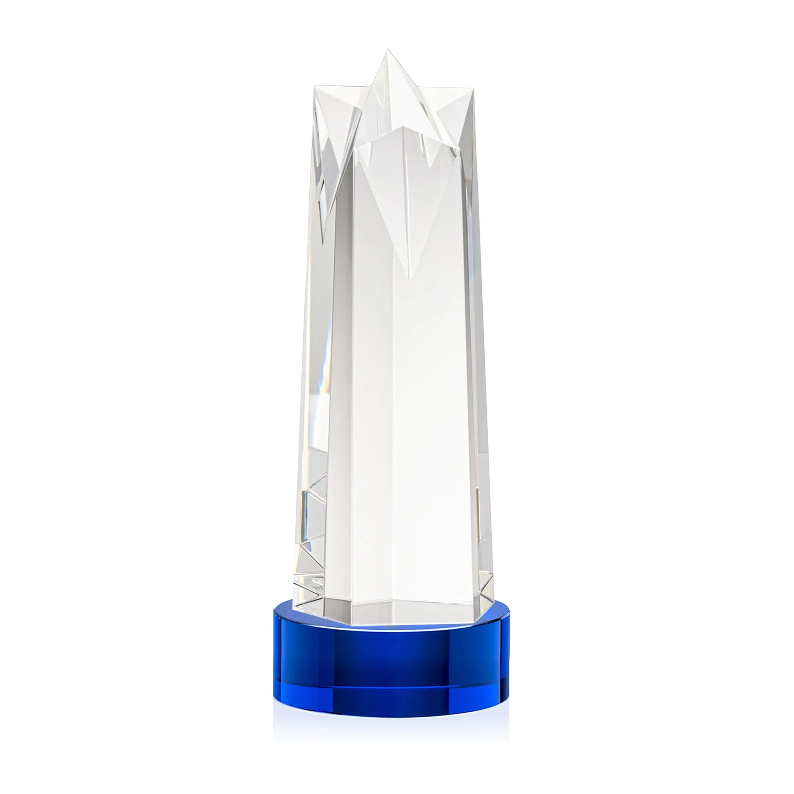 Branded Optical Crystal Obelisk Award with Flat Star Face for donor appreciation