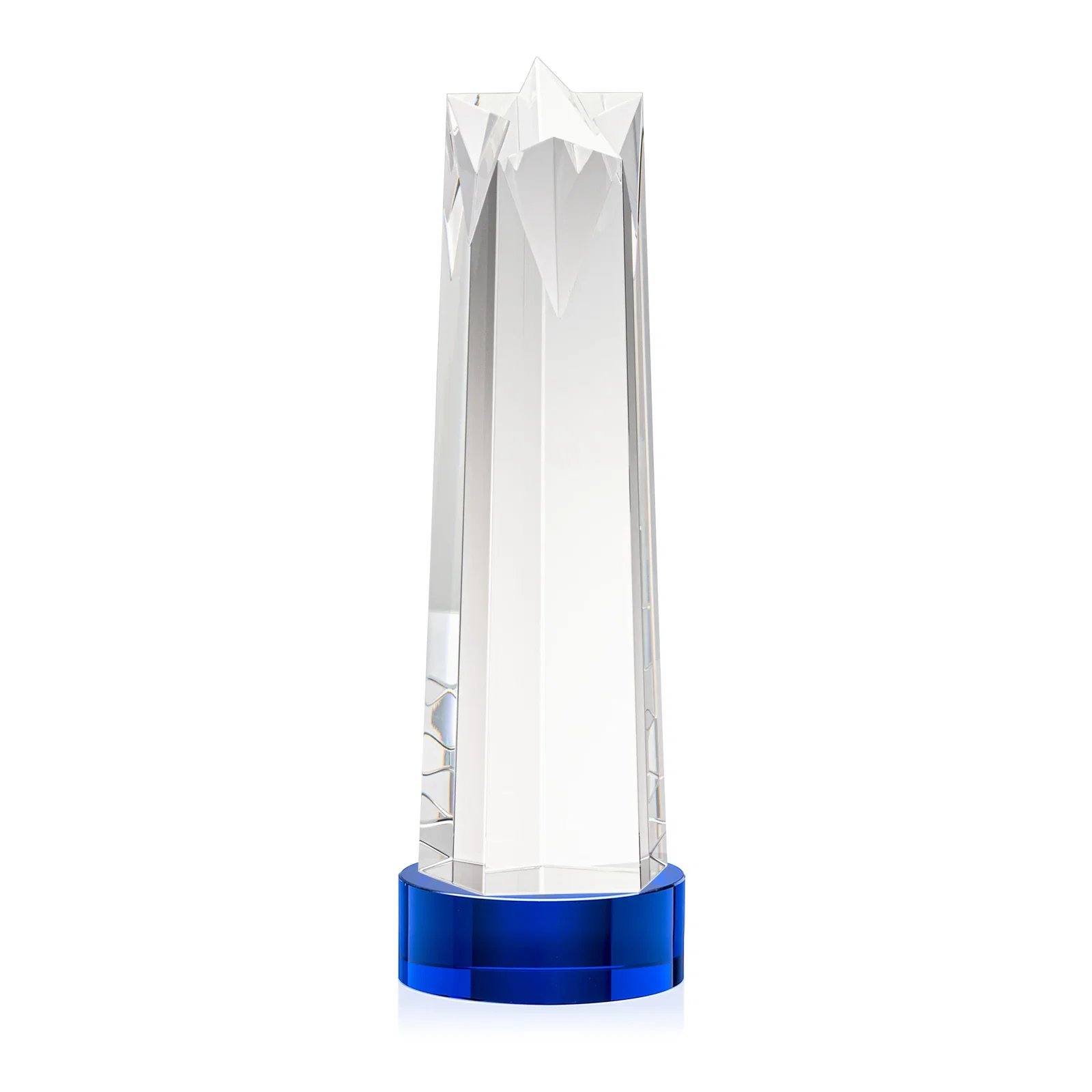 Branded Optical Crystal Obelisk Award with Flat Star Face for graduation ceremonies