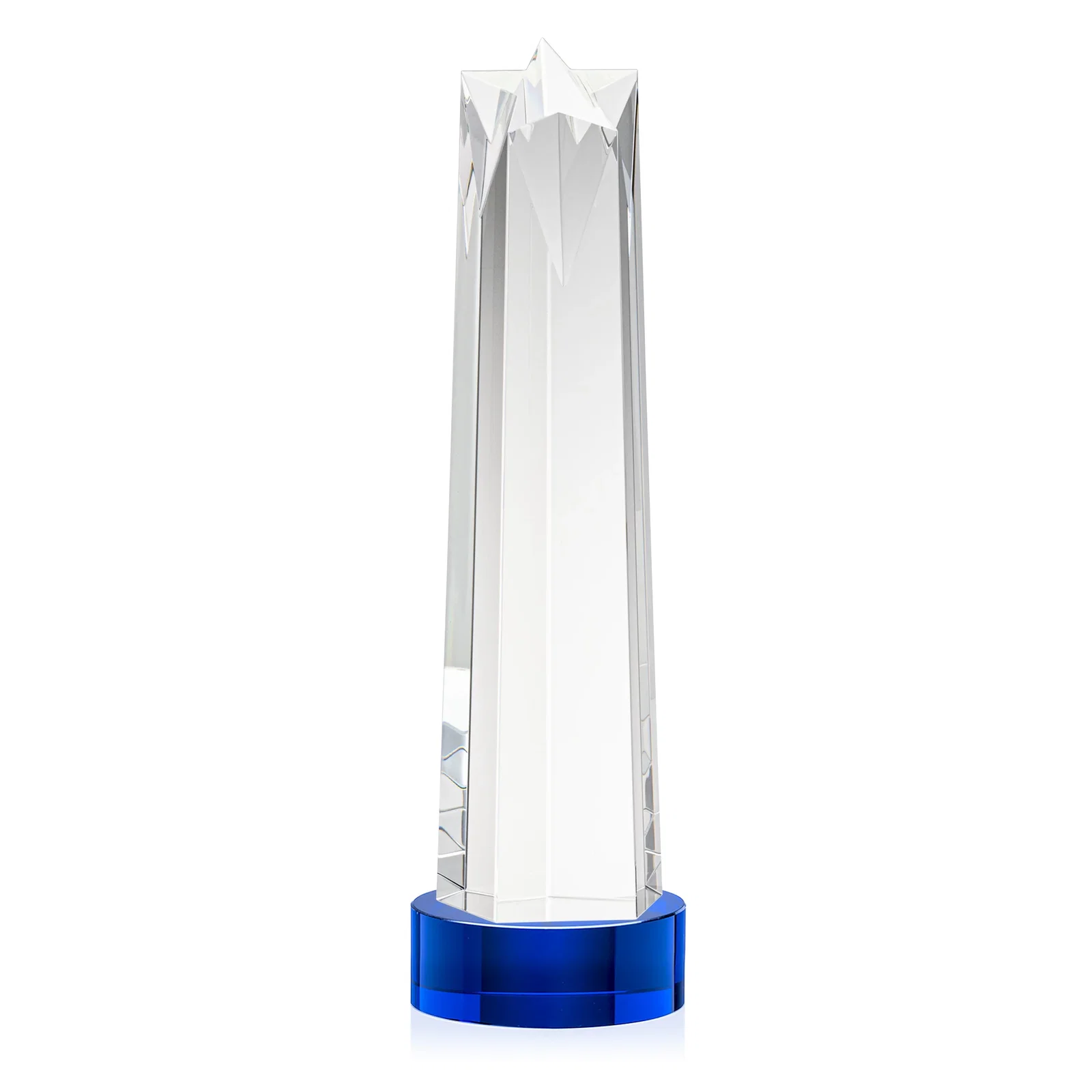 Branded Optical Crystal Obelisk Award with Flat Star Face for safety achievement programs