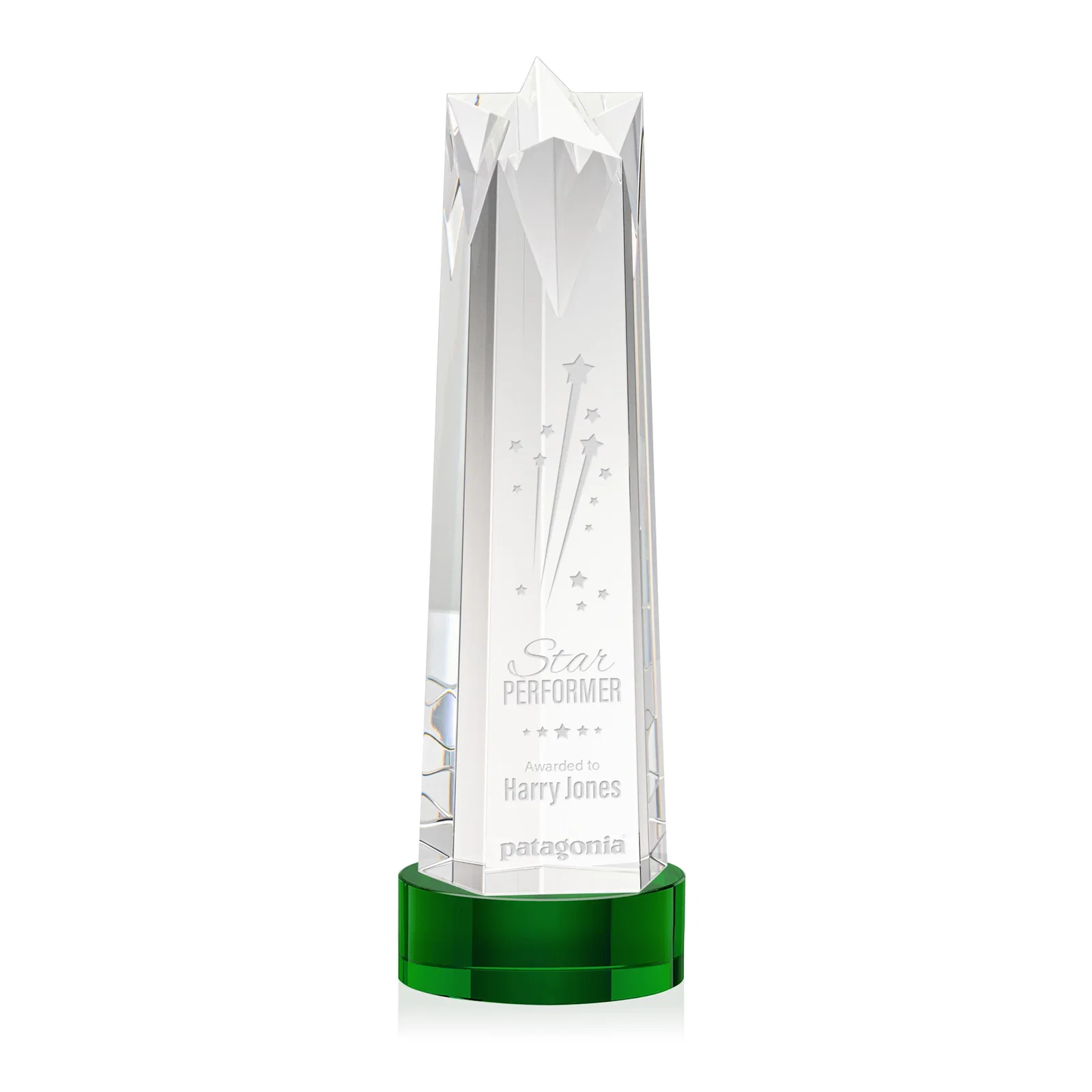 Custom Optical Crystal Obelisk Award with Flat Star Face for graduation ceremonies