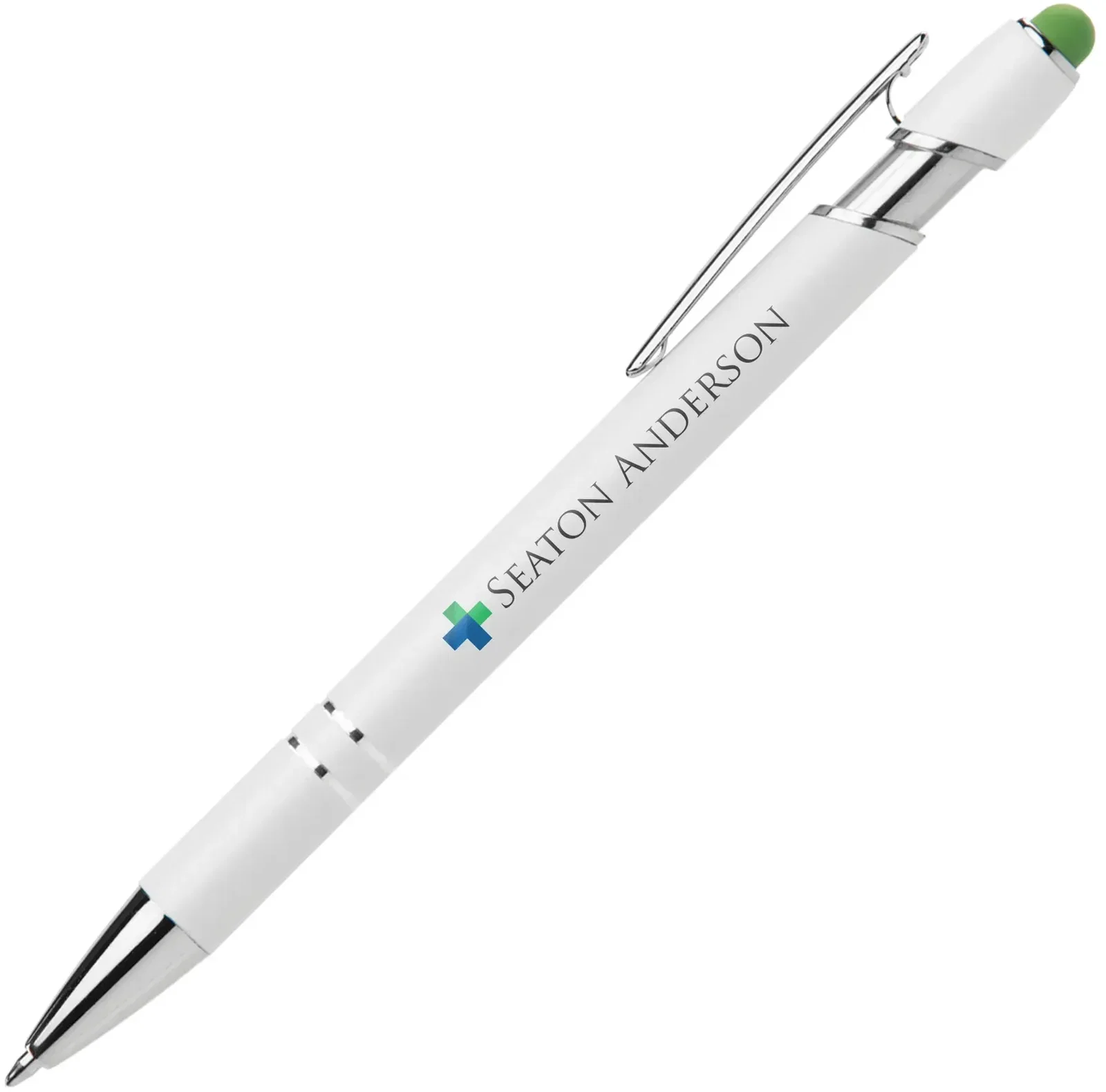 Ellipse Softy White Barrel Metal Pen Click Pen (Black Ink) — view 3