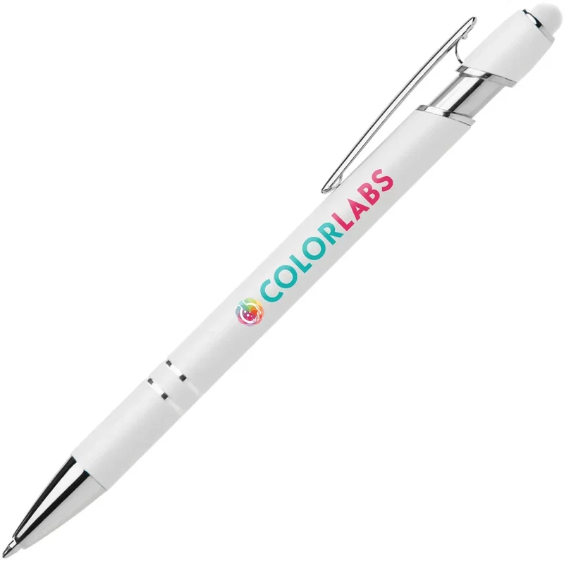 Ellipse Softy White Barrel Metal Pen Click Pen (Black Ink) — view 8