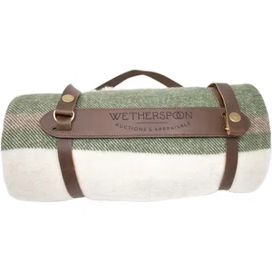 Elliston Wool Acrylic Throw Blanket, 66" x 52" with Leather Holder