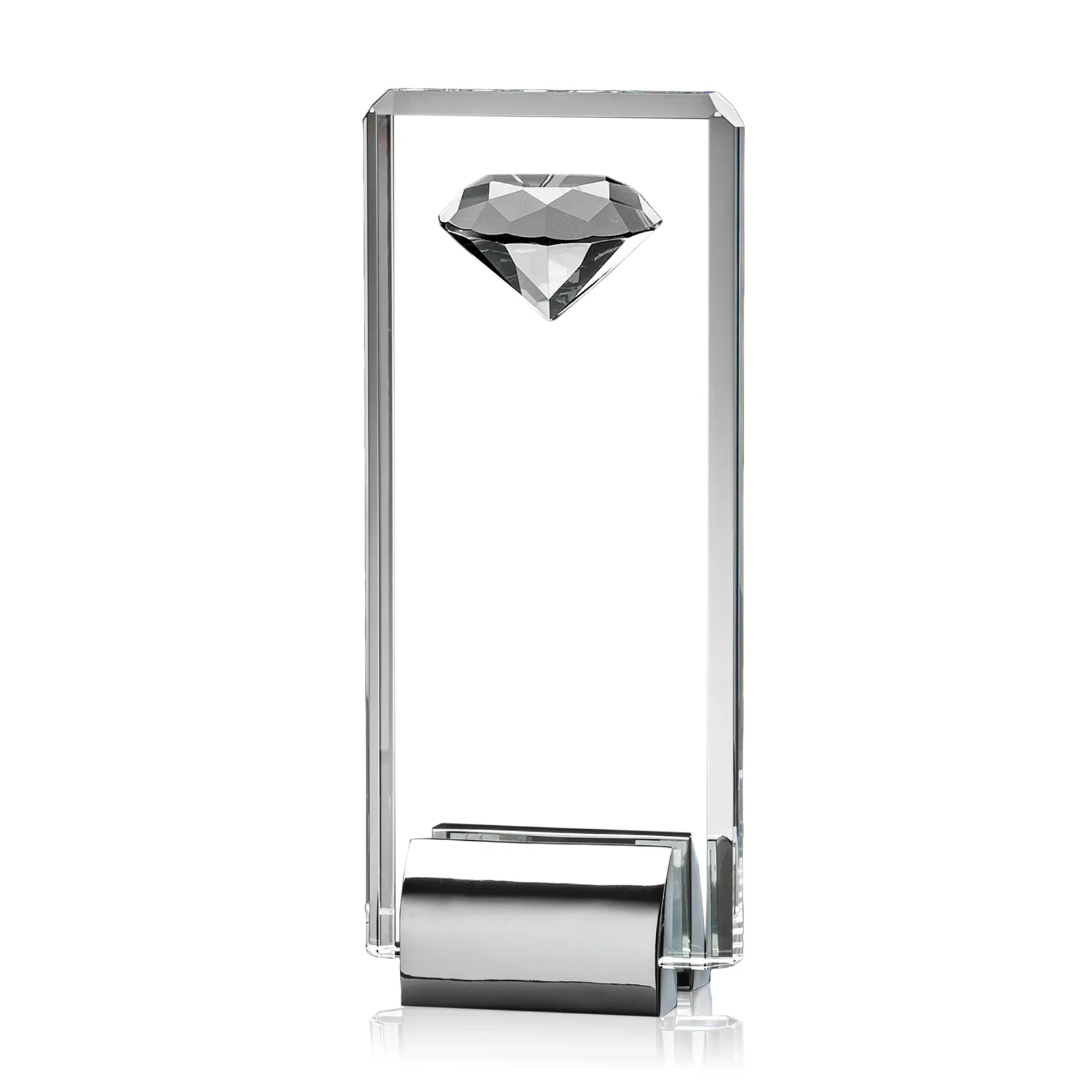 Personalized Crystal Rectangle with Gemstone Accent on Silver Cast Base for volunteer appreciation