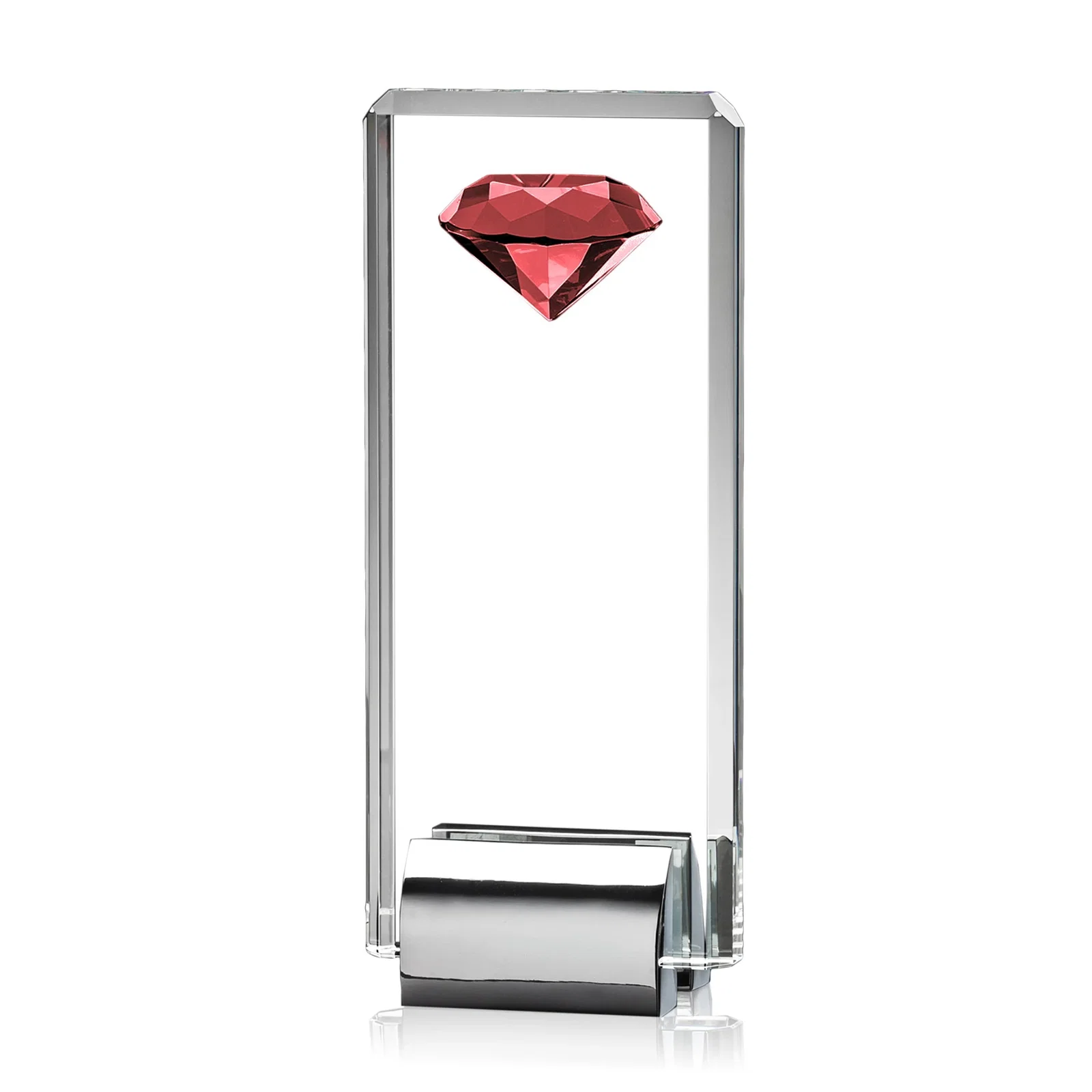 Promotional Crystal Rectangle with Gemstone Accent on Silver Cast Base for donor appreciation