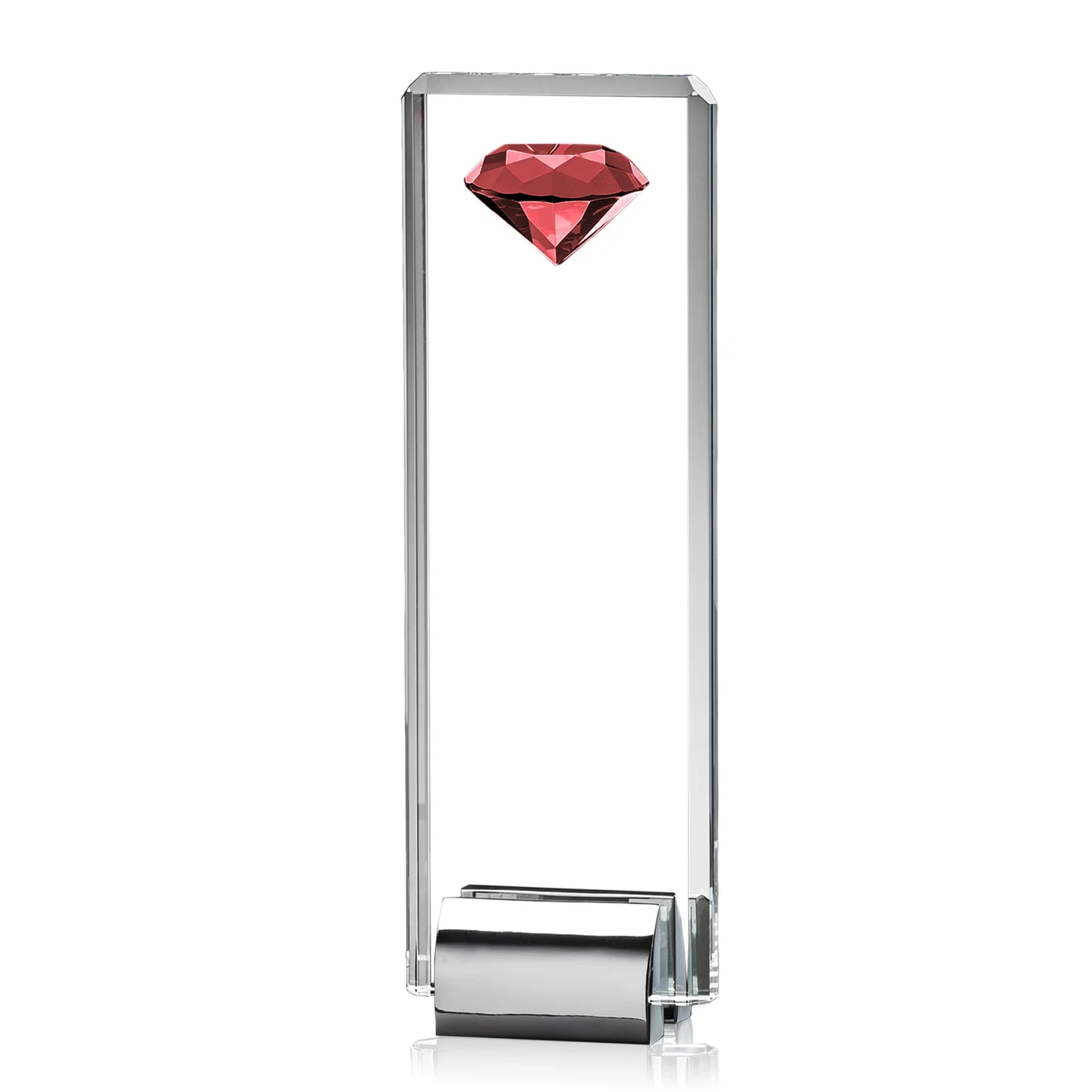Promotional Crystal Rectangle with Gemstone Accent on Silver Cast Base for graduation ceremonies