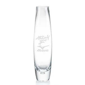 Tall Glass Vase with Embedded Air Bubble Base