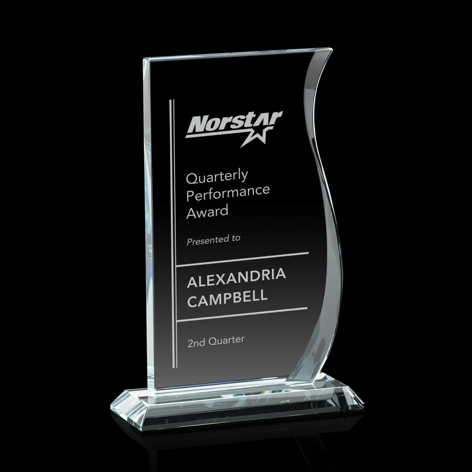 Starfire Custom Elora Award with Elegant Bevelled S-Curve — view 2