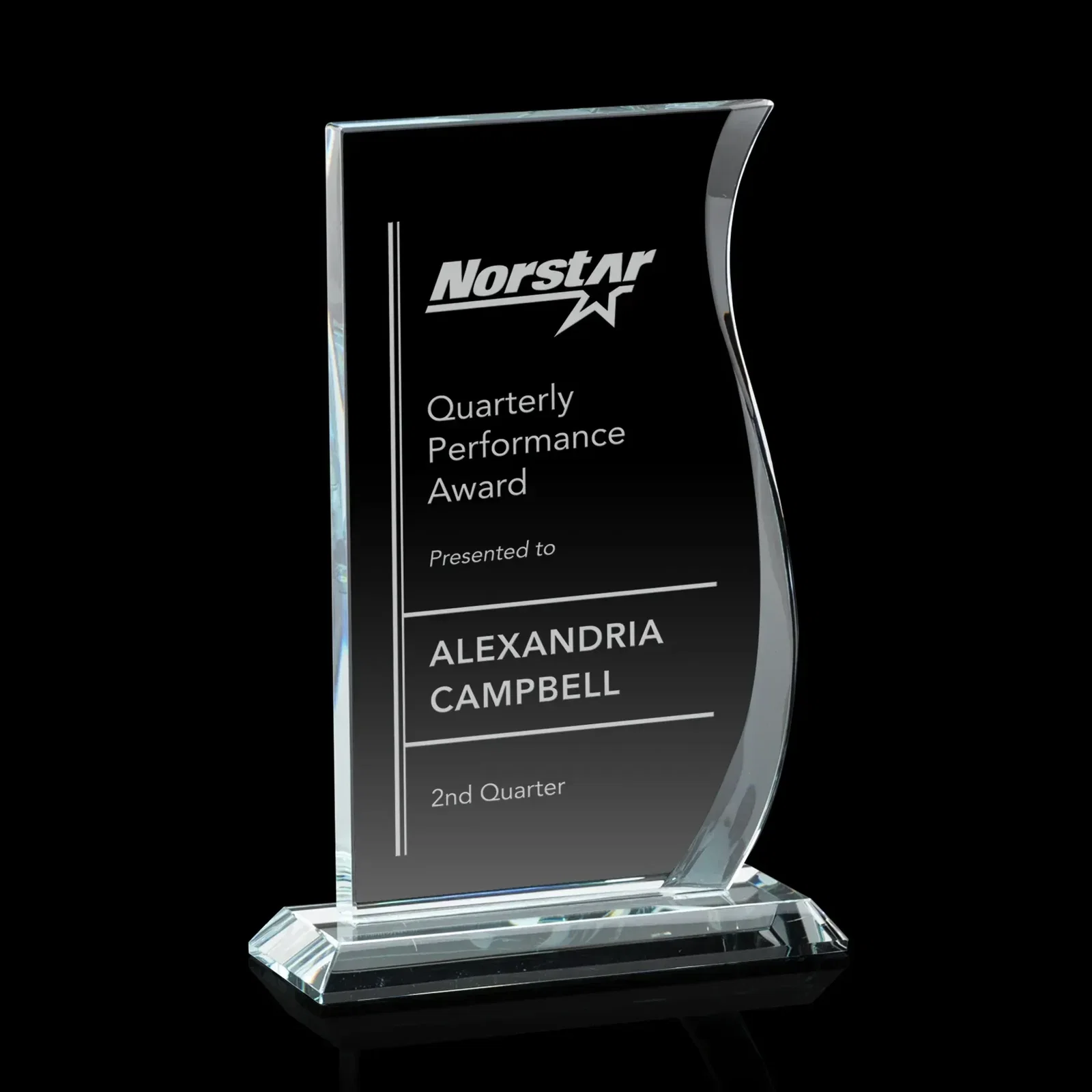 Starfire Custom Elora Award with Elegant Bevelled S-Curve — view 3