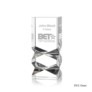 Flame-Polished Geometric-Cut Optical Crystal Tower Award