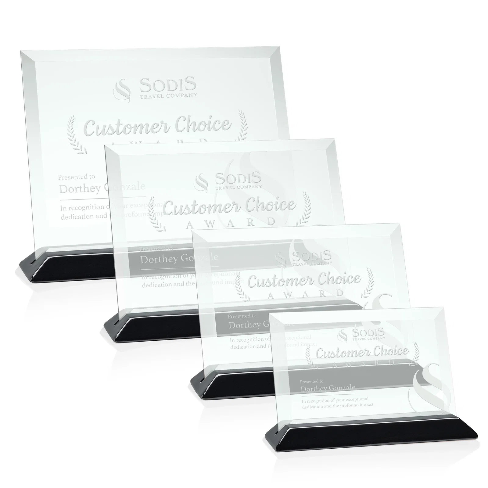 Custom Jade Glass Horizontal Award With A Choice Of Four Base Materials for employee recognition