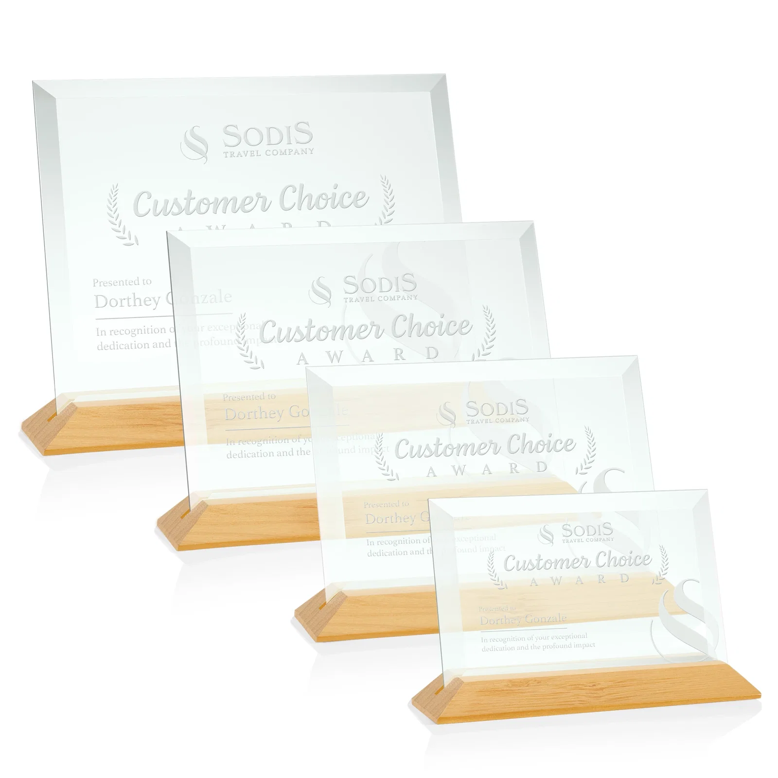 Custom Jade Glass Horizontal Award With A Choice Of Four Base Materials for dealer and partner awards
