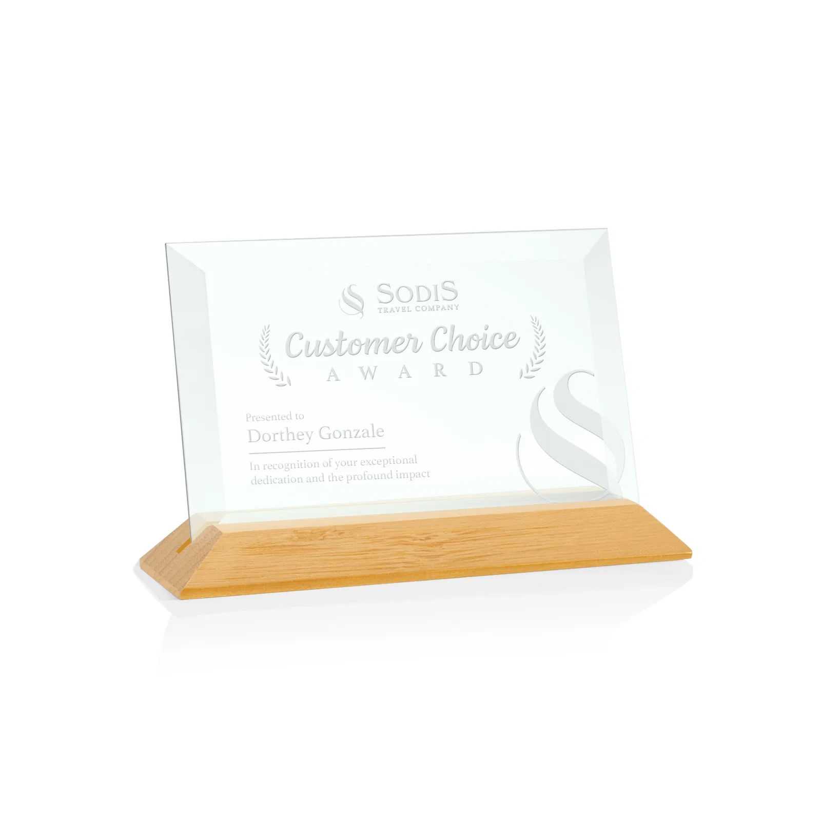 Custom Jade Glass Horizontal Award With A Choice Of Four Base Materials for company anniversary events