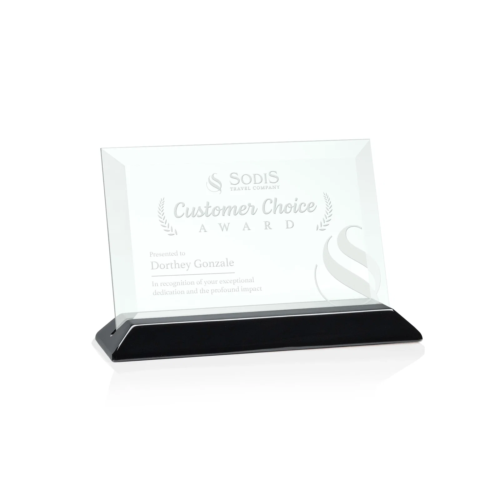 Custom Jade Glass Horizontal Award With A Choice Of Four Base Materials for corporate award ceremonies