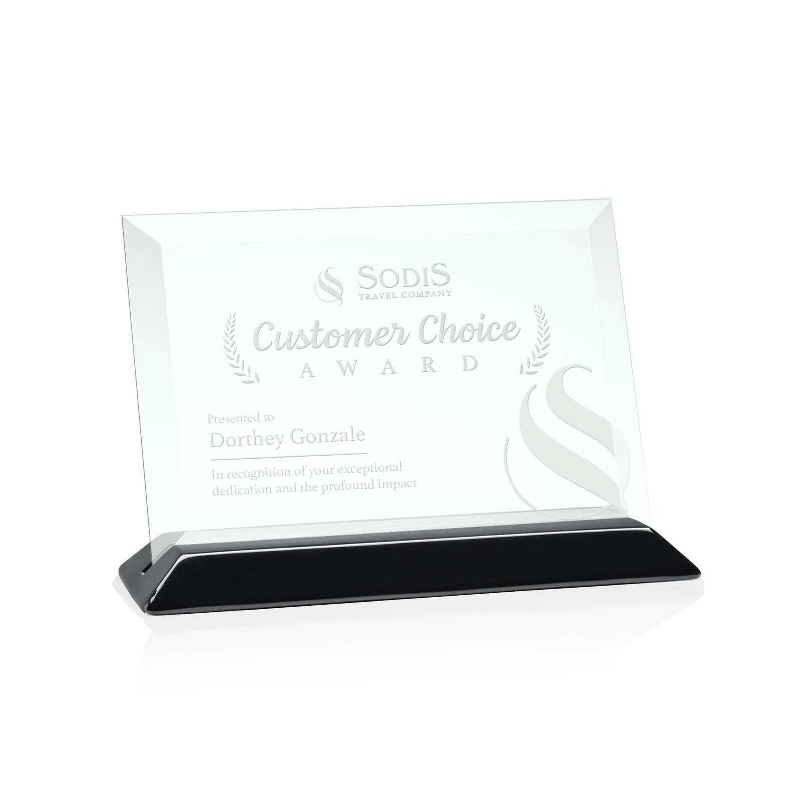 Custom Jade Glass Horizontal Award With A Choice Of Four Base Materials for service anniversary gifts