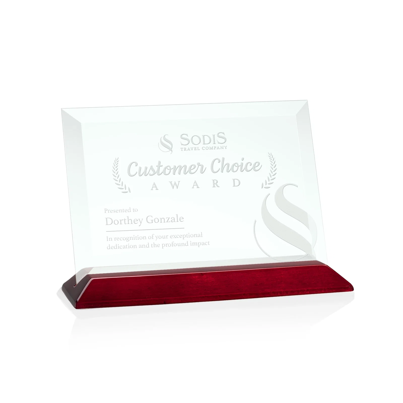 Custom Jade Glass Horizontal Award With A Choice Of Four Base Materials for graduation ceremonies