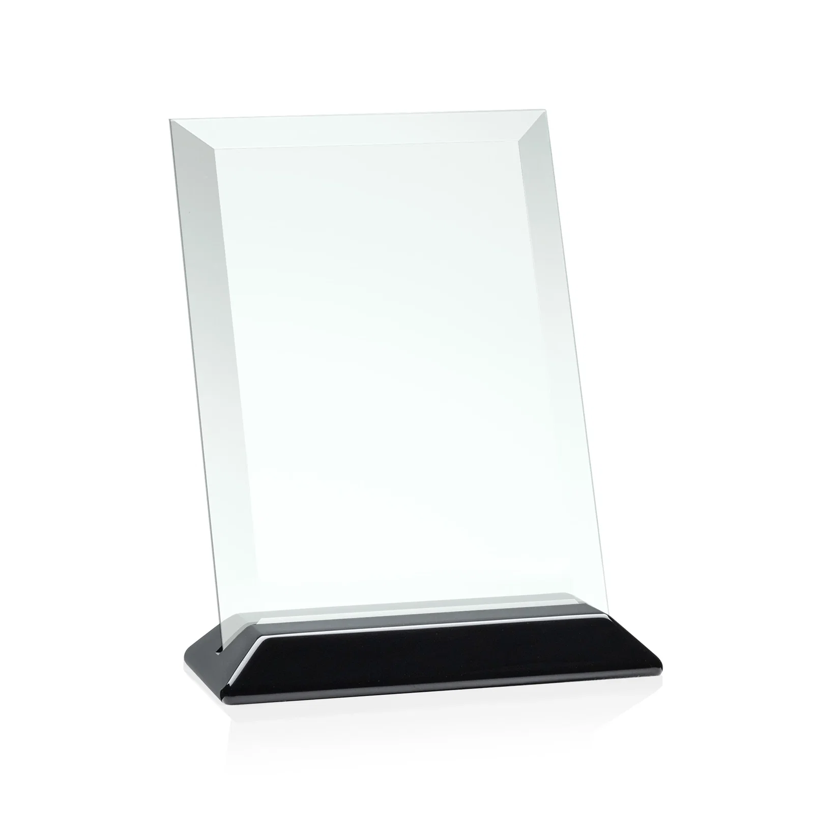 Personalized Jade Glass Vertical Award With A Glossy Piano-Finish Rosewood Base for volunteer appreciation