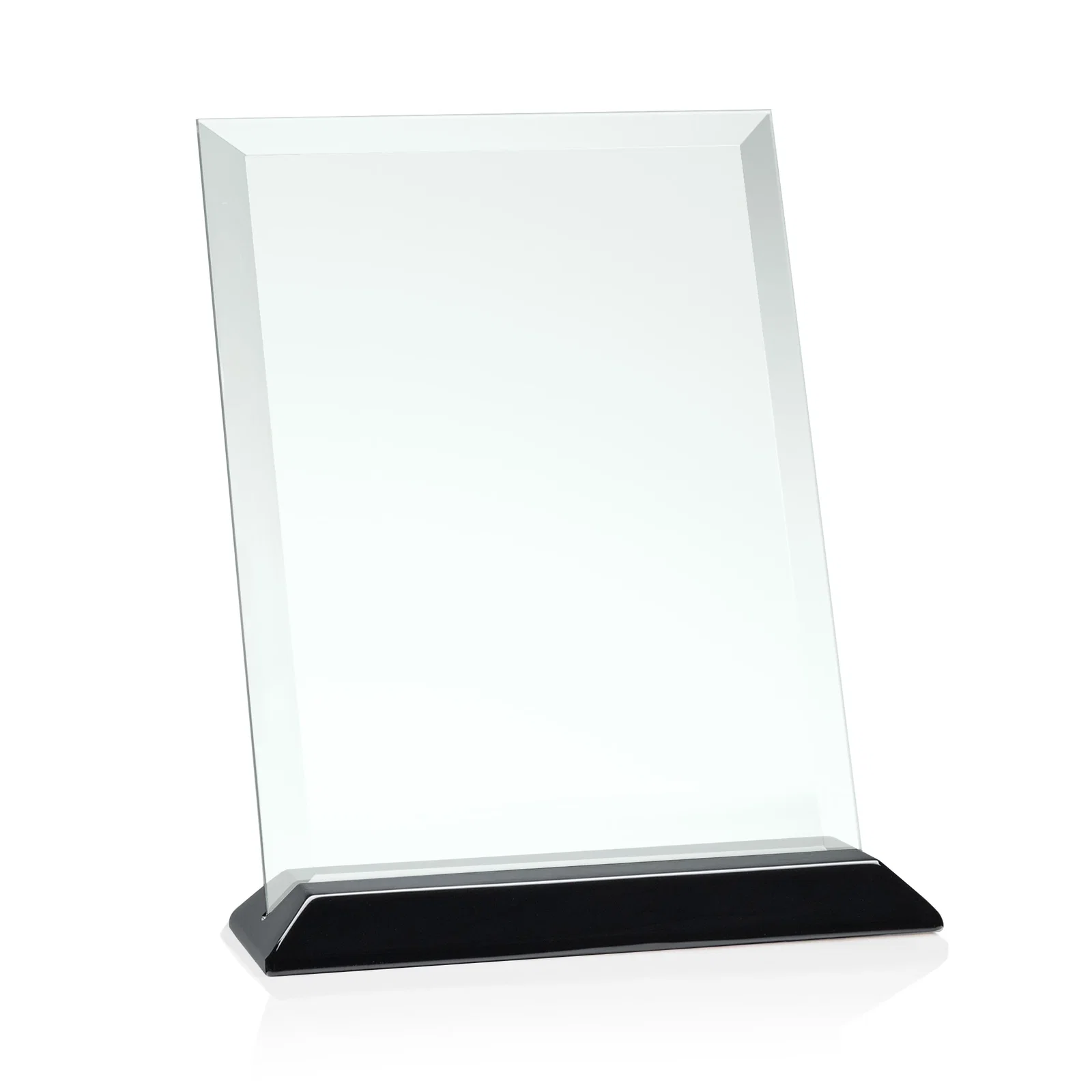 Personalized Jade Glass Vertical Award With A Glossy Piano-Finish Rosewood Base for dealer and partner awards
