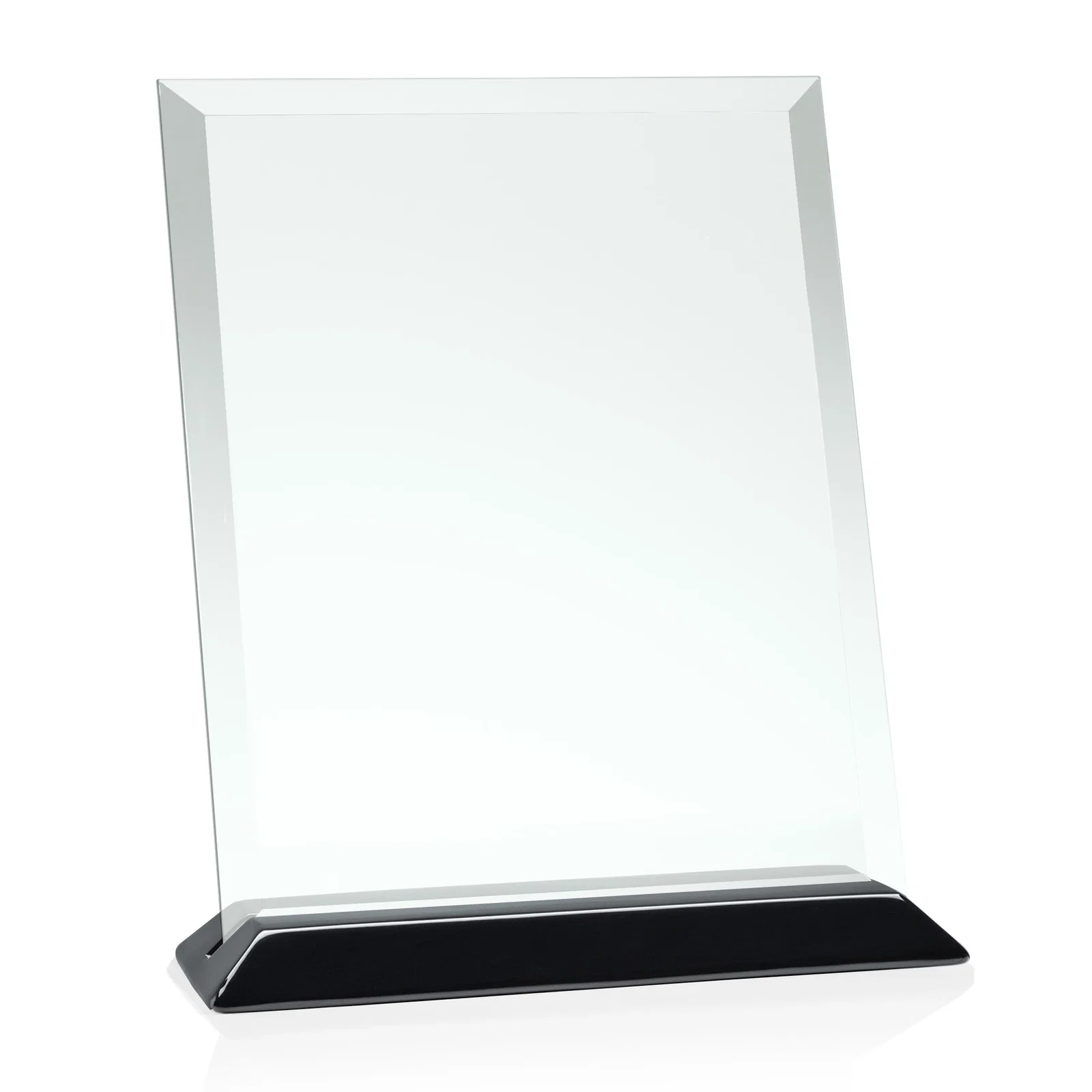 Personalized Jade Glass Vertical Award With A Glossy Piano-Finish Rosewood Base for company anniversary events