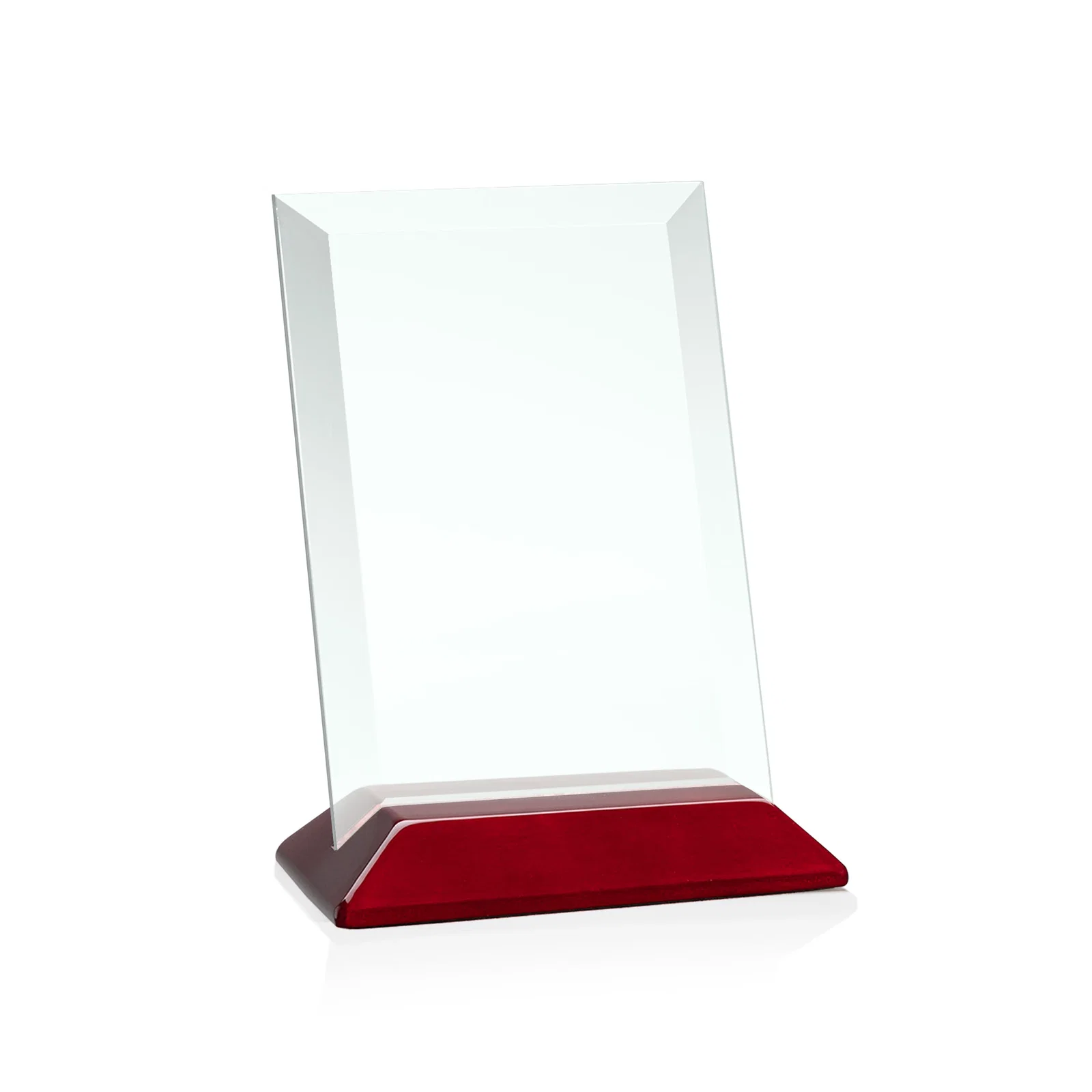 Promotional Jade Glass Vertical Award With A Glossy Piano-Finish Rosewood Base for employee recognition