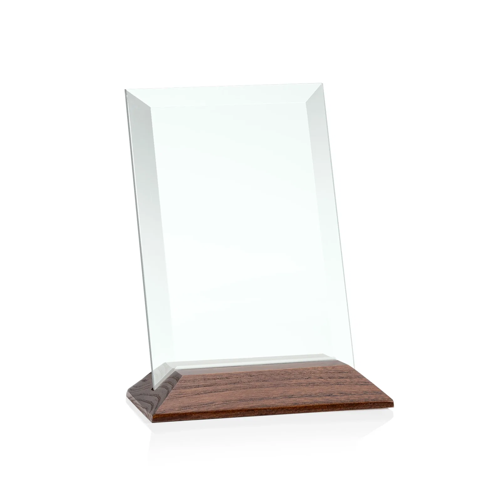 Promotional Jade Glass Vertical Award With A Glossy Piano-Finish Rosewood Base for safety achievement programs