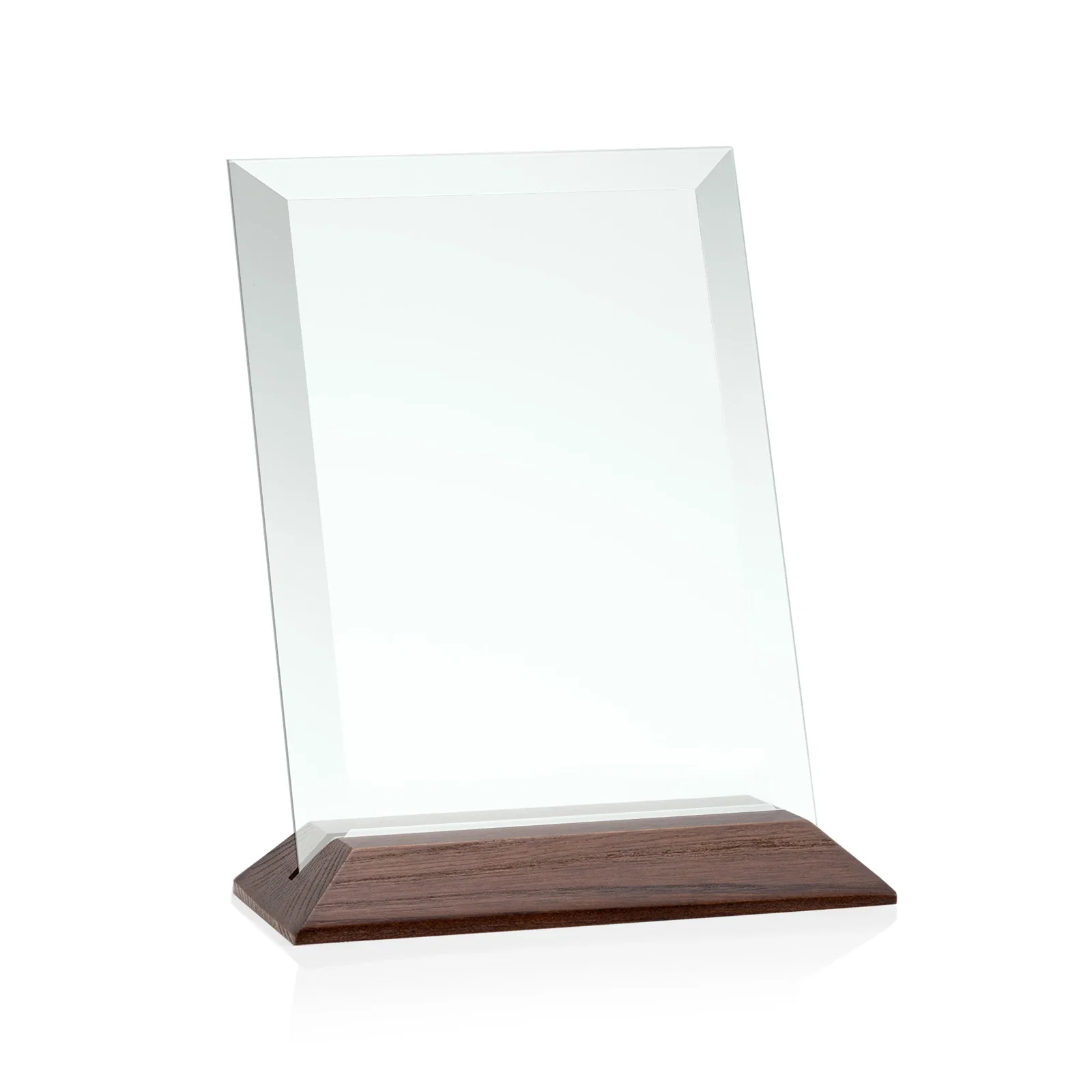 Promotional Jade Glass Vertical Award With A Glossy Piano-Finish Rosewood Base for volunteer appreciation