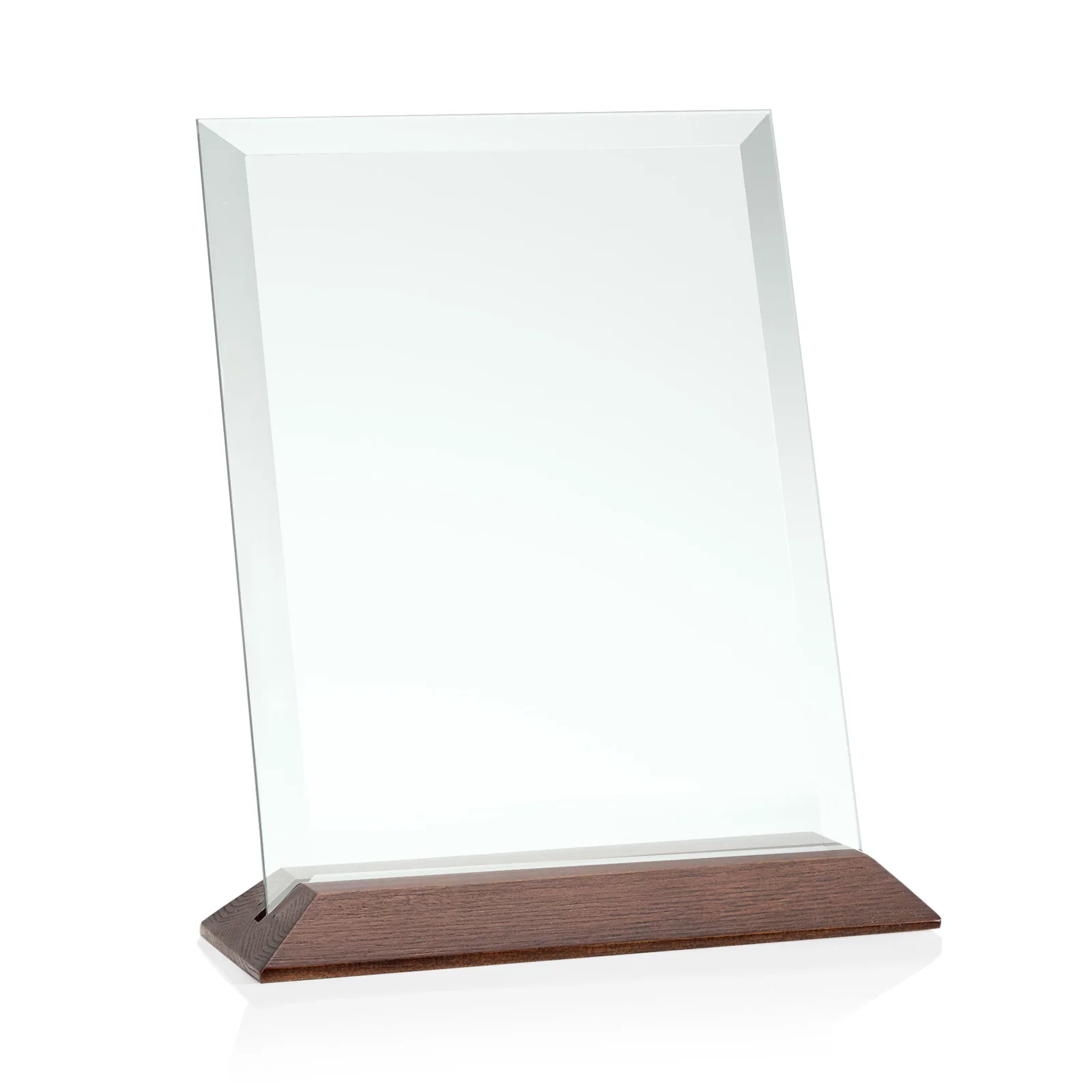 Promotional Jade Glass Vertical Award With A Glossy Piano-Finish Rosewood Base for dealer and partner awards