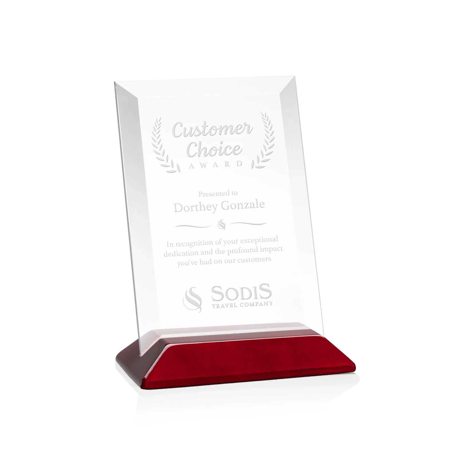 Custom Starfire Crystal Award with Deeply Beveled Edges for company anniversary events