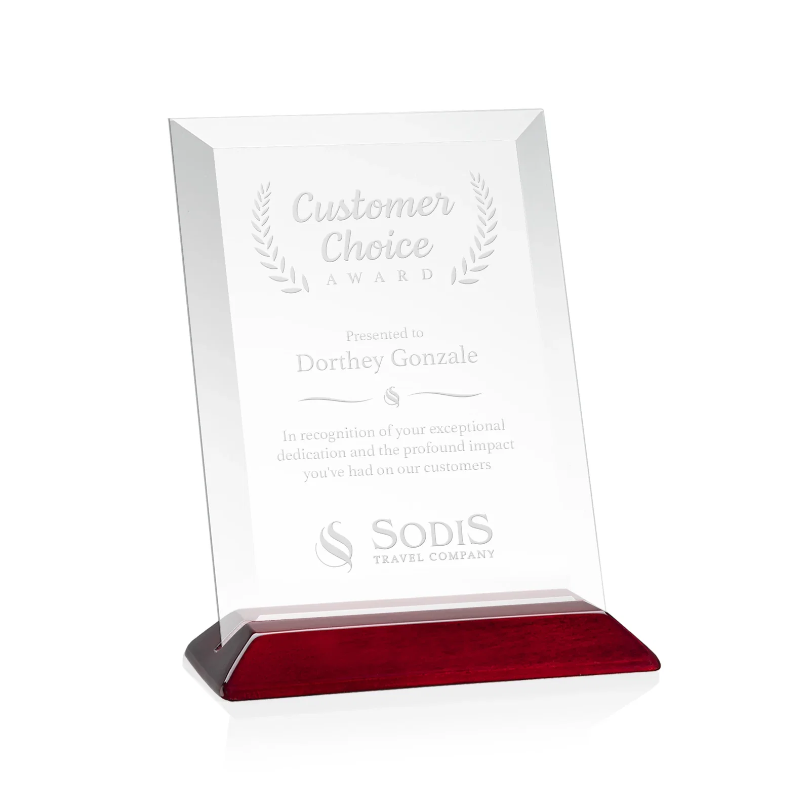 Personalized Starfire Crystal Award with Deeply Beveled Edges for employee recognition