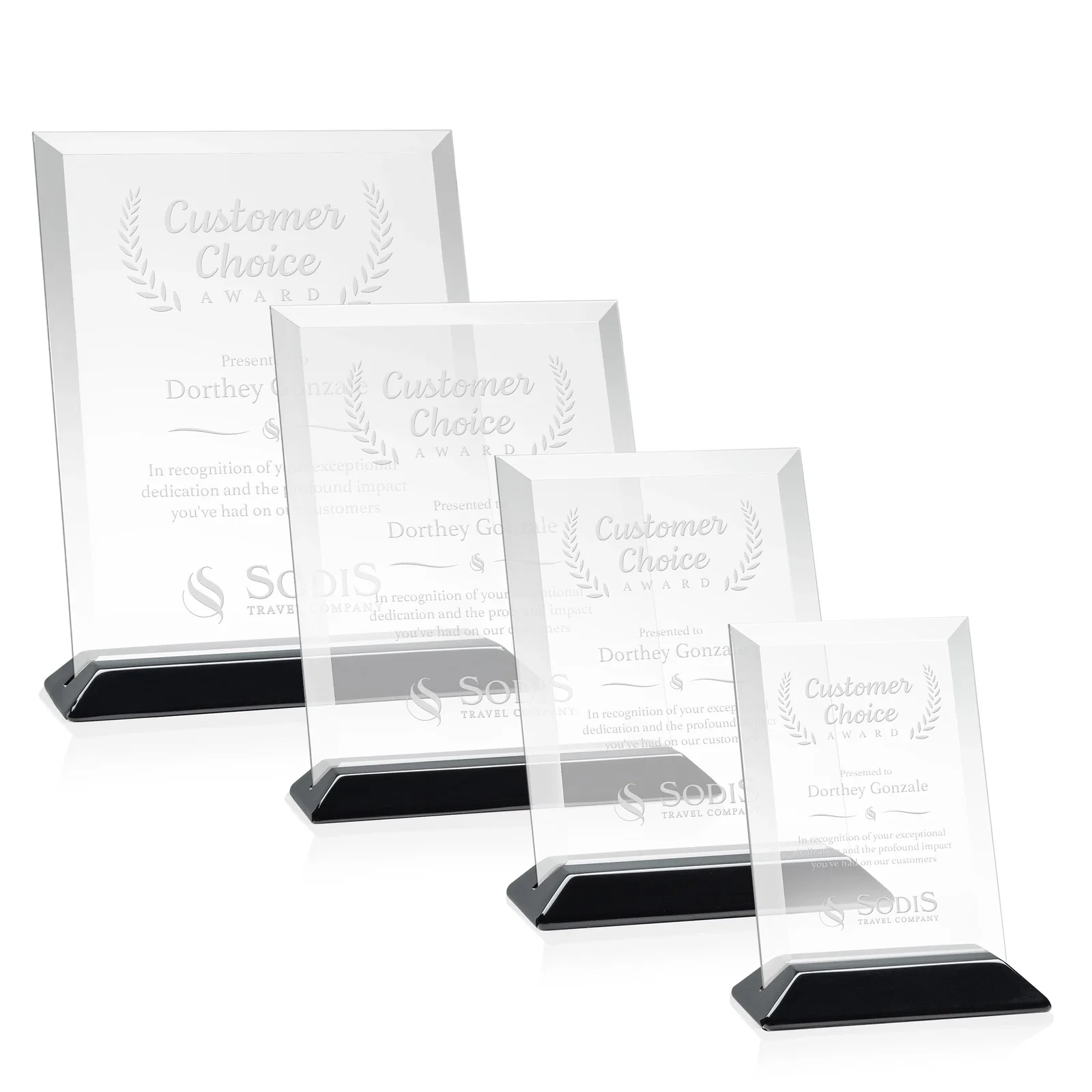 Personalized Starfire Crystal Award with Deeply Beveled Edges for sales achievement awards