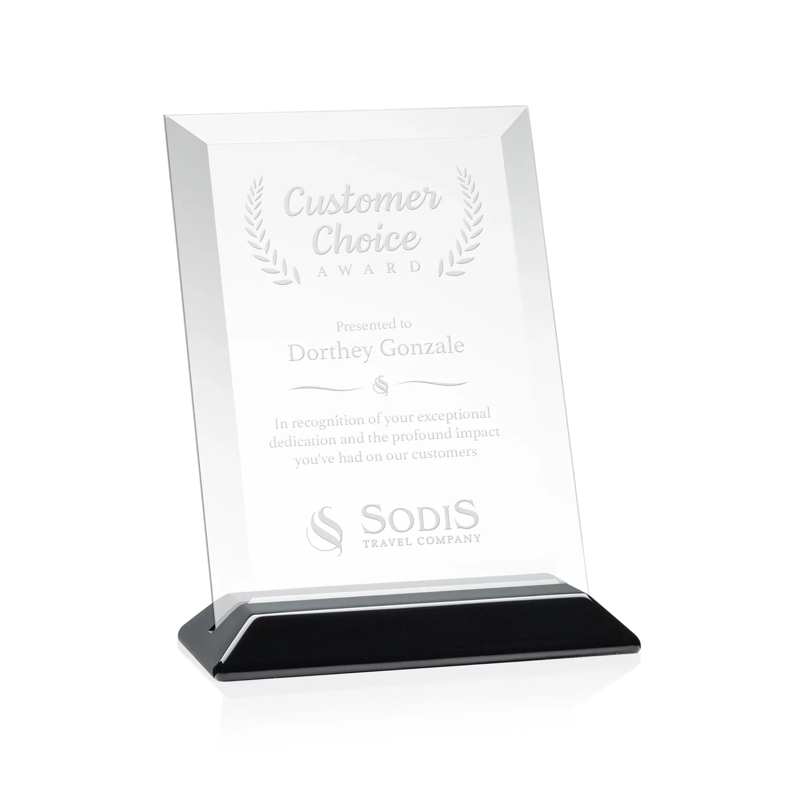 Personalized Starfire Crystal Award with Deeply Beveled Edges for team milestone celebrations
