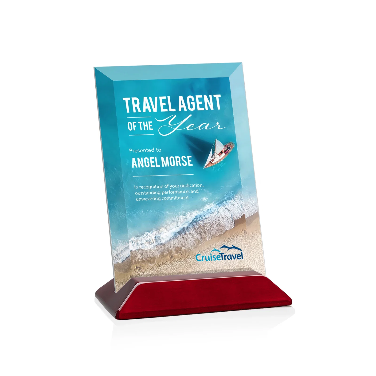 Custom Starfire Crystal Award with Deeply Beveled Edges for corporate award ceremonies