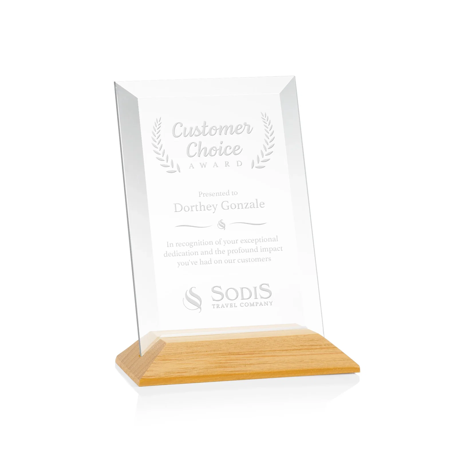 Personalized Starfire Crystal Award with Deeply Beveled Edges for volunteer appreciation