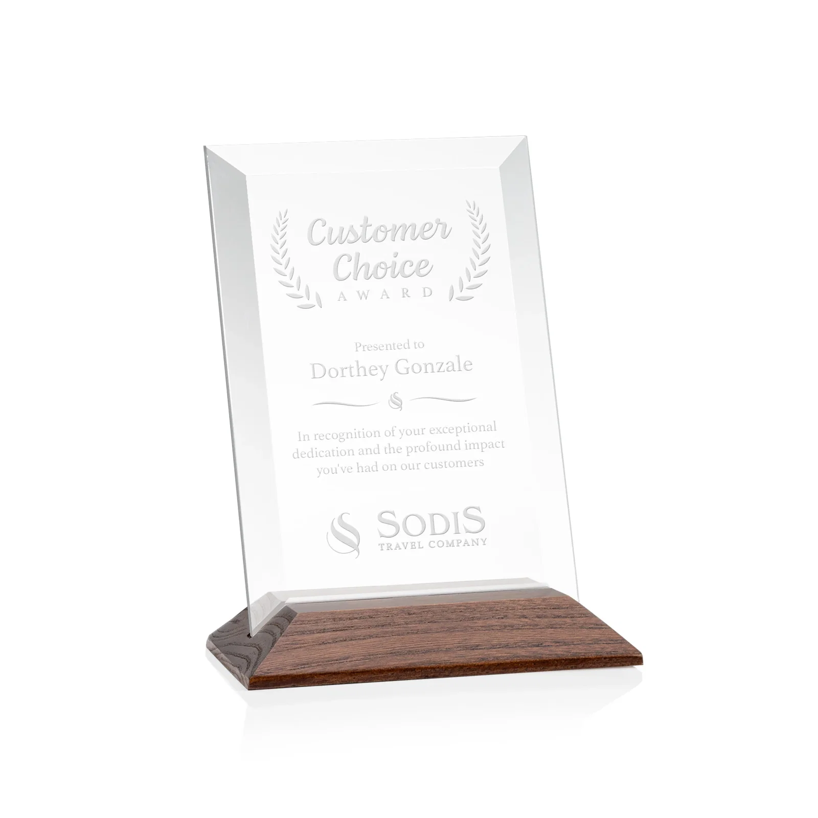 Promotional Starfire Crystal Award with Deeply Beveled Edges for service anniversary gifts