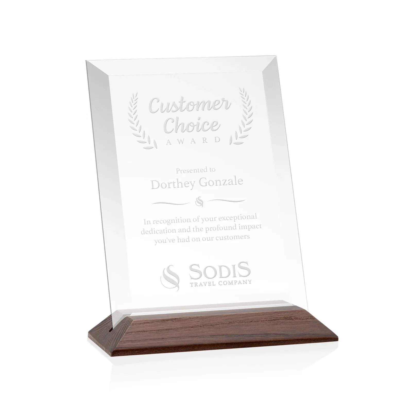 Promotional Starfire Crystal Award with Deeply Beveled Edges for sales achievement awards