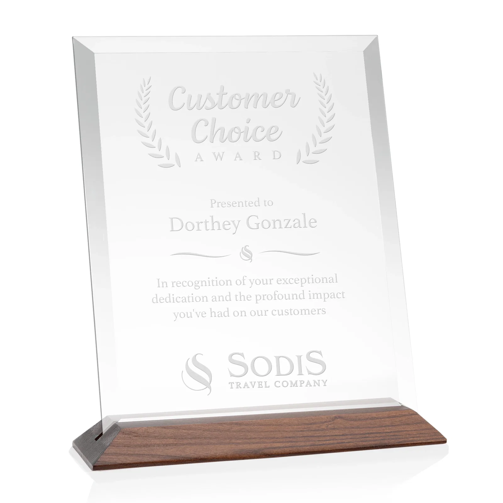 Promotional Starfire Crystal Award with Deeply Beveled Edges for team milestone celebrations