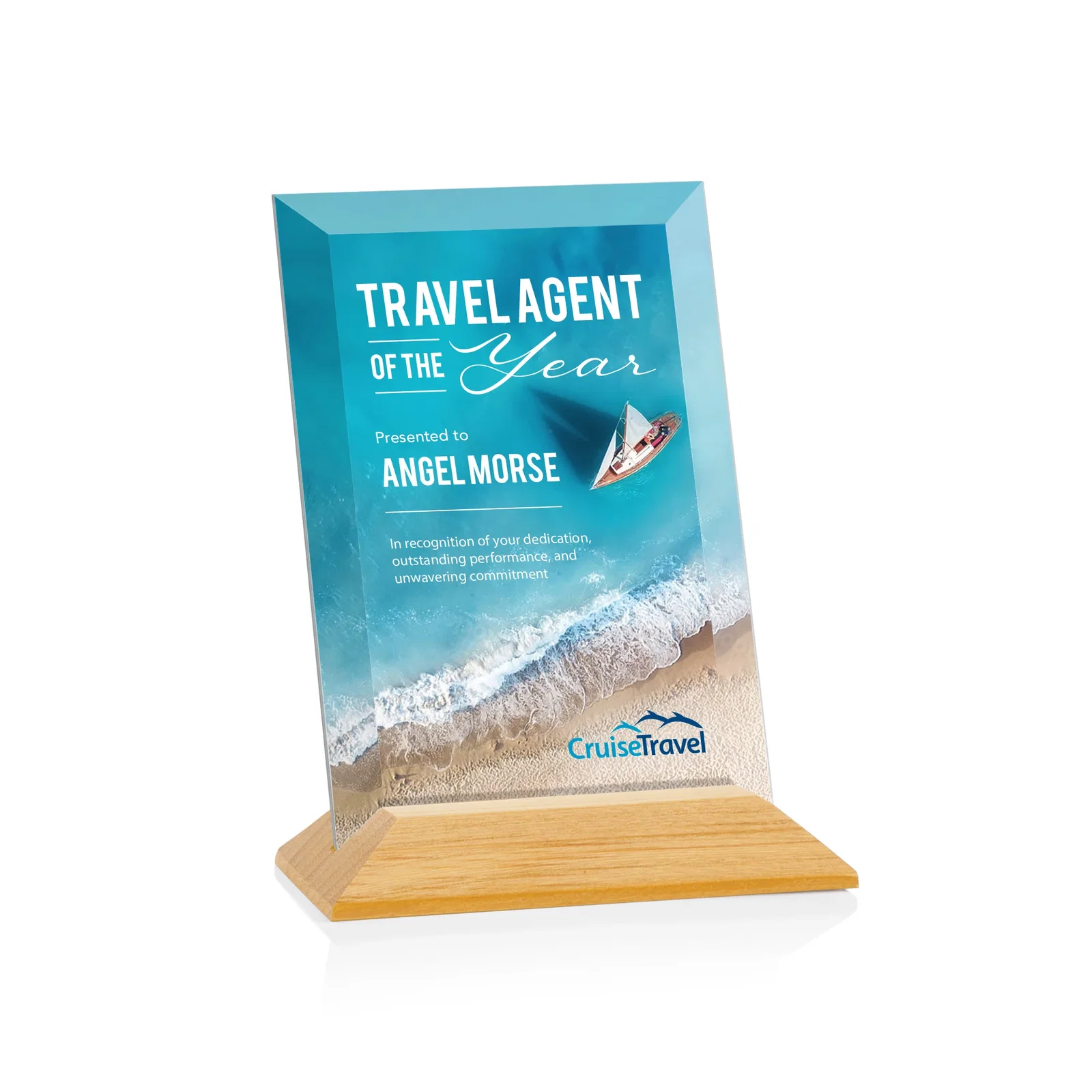 Promotional Starfire Crystal Award with Deeply Beveled Edges for graduation ceremonies