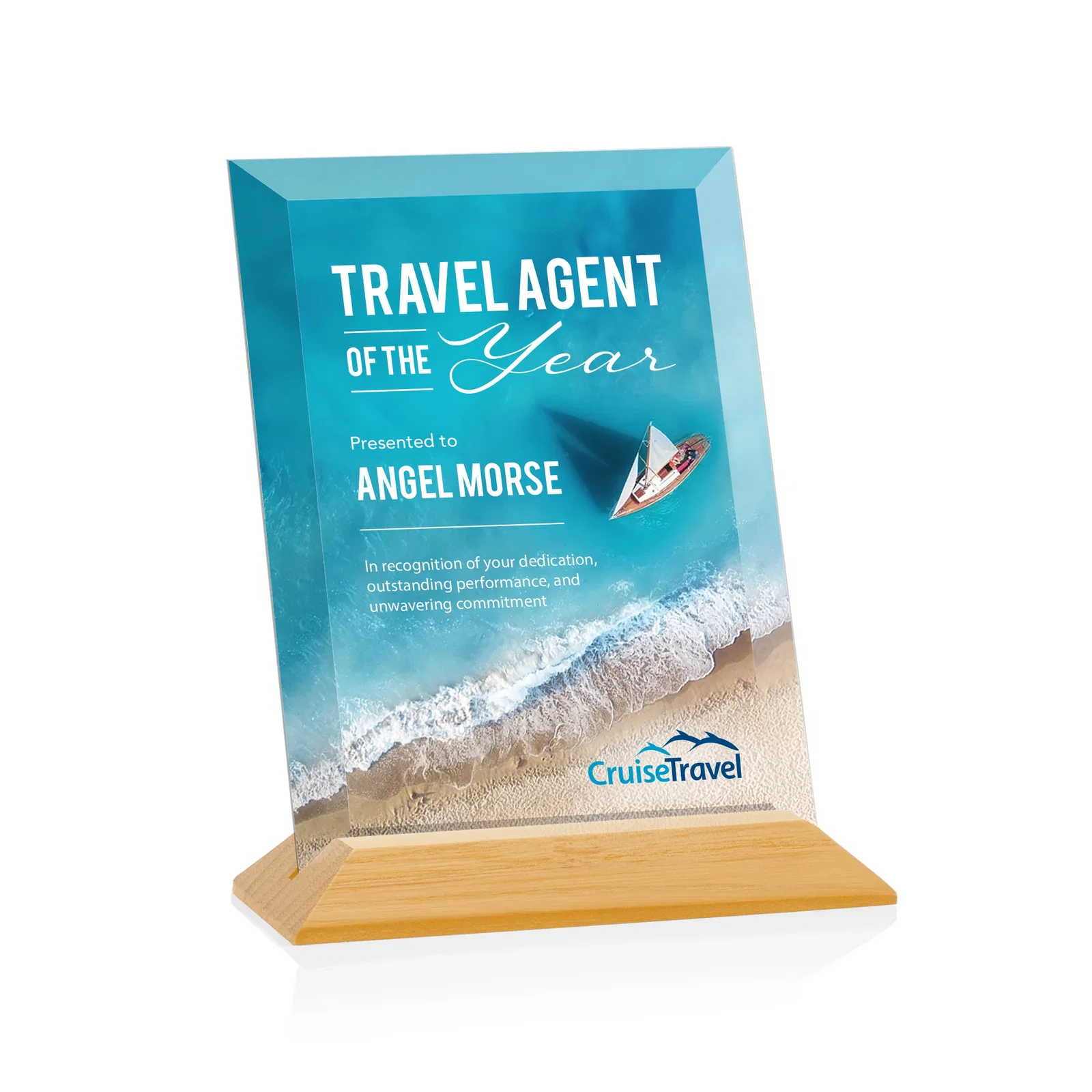 Promotional Starfire Crystal Award with Deeply Beveled Edges for safety achievement programs