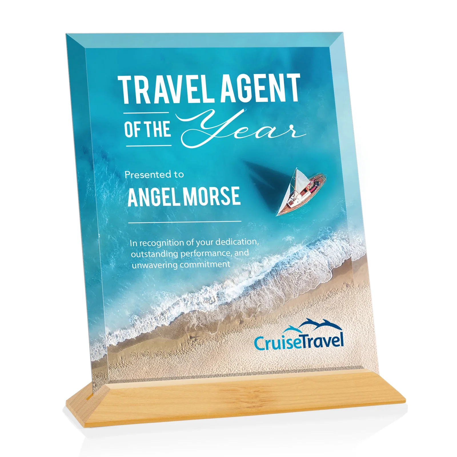 Promotional Starfire Crystal Award with Deeply Beveled Edges for dealer and partner awards