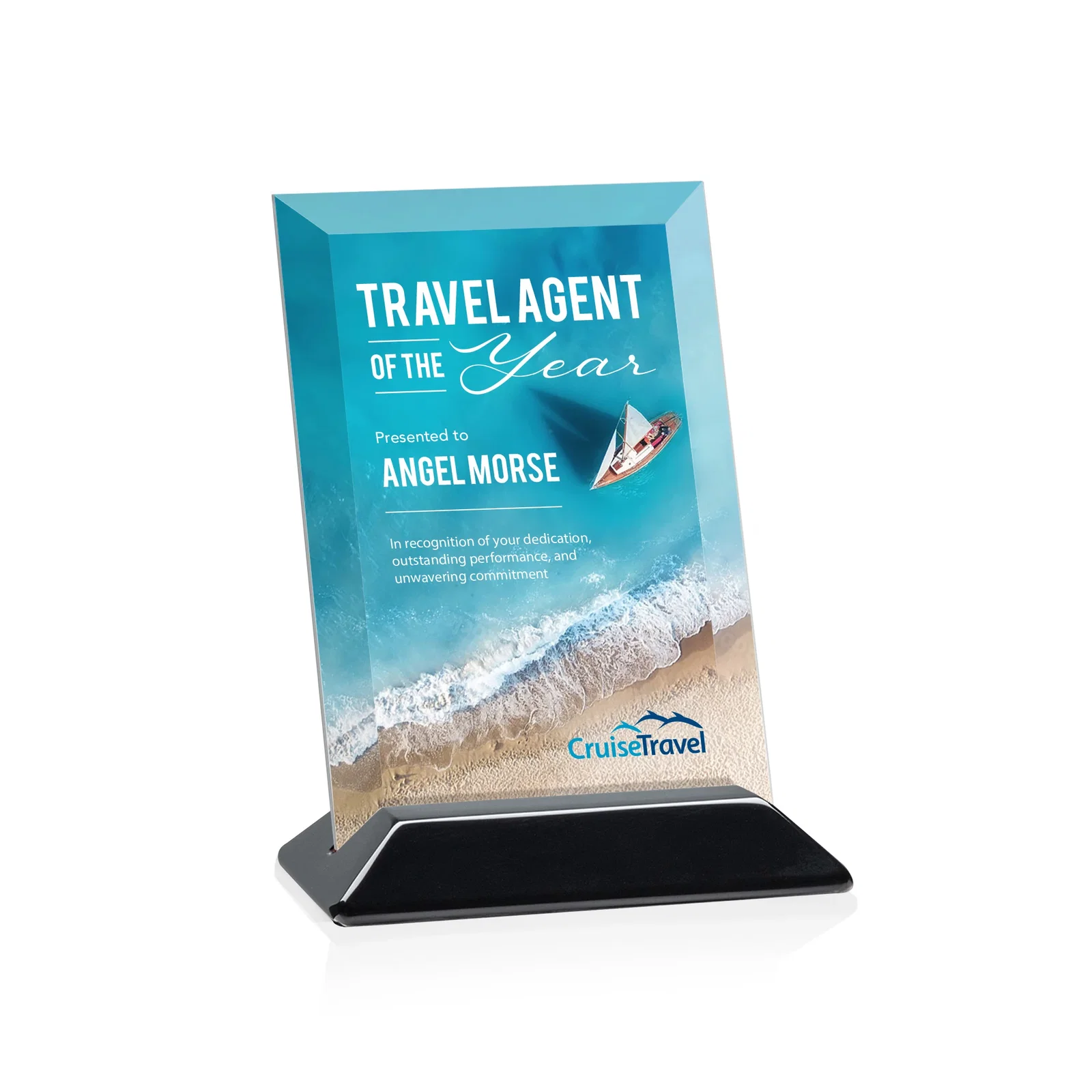 Custom Starfire Crystal Award with Deeply Beveled Edges for donor appreciation