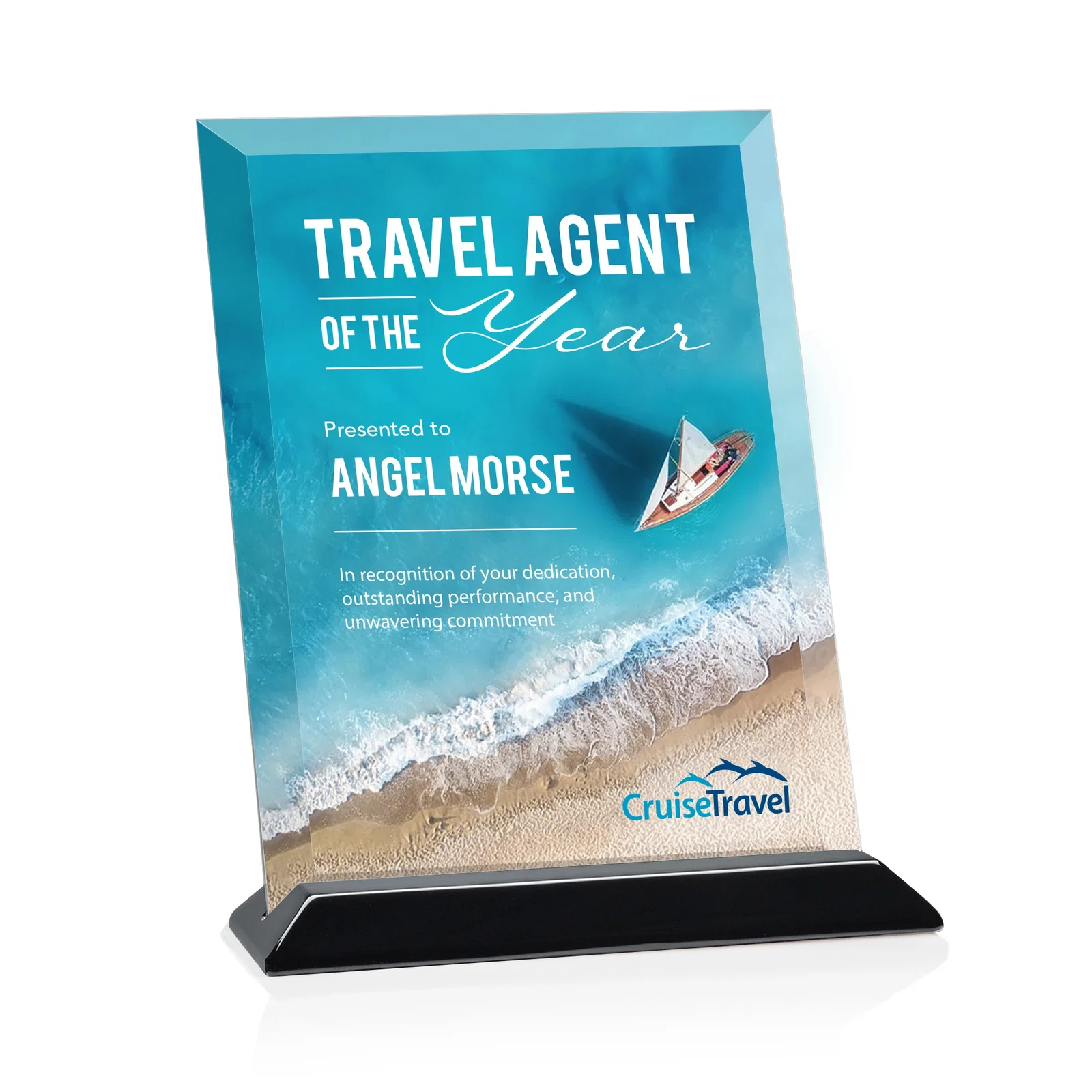 Custom Starfire Crystal Award with Deeply Beveled Edges for safety achievement programs