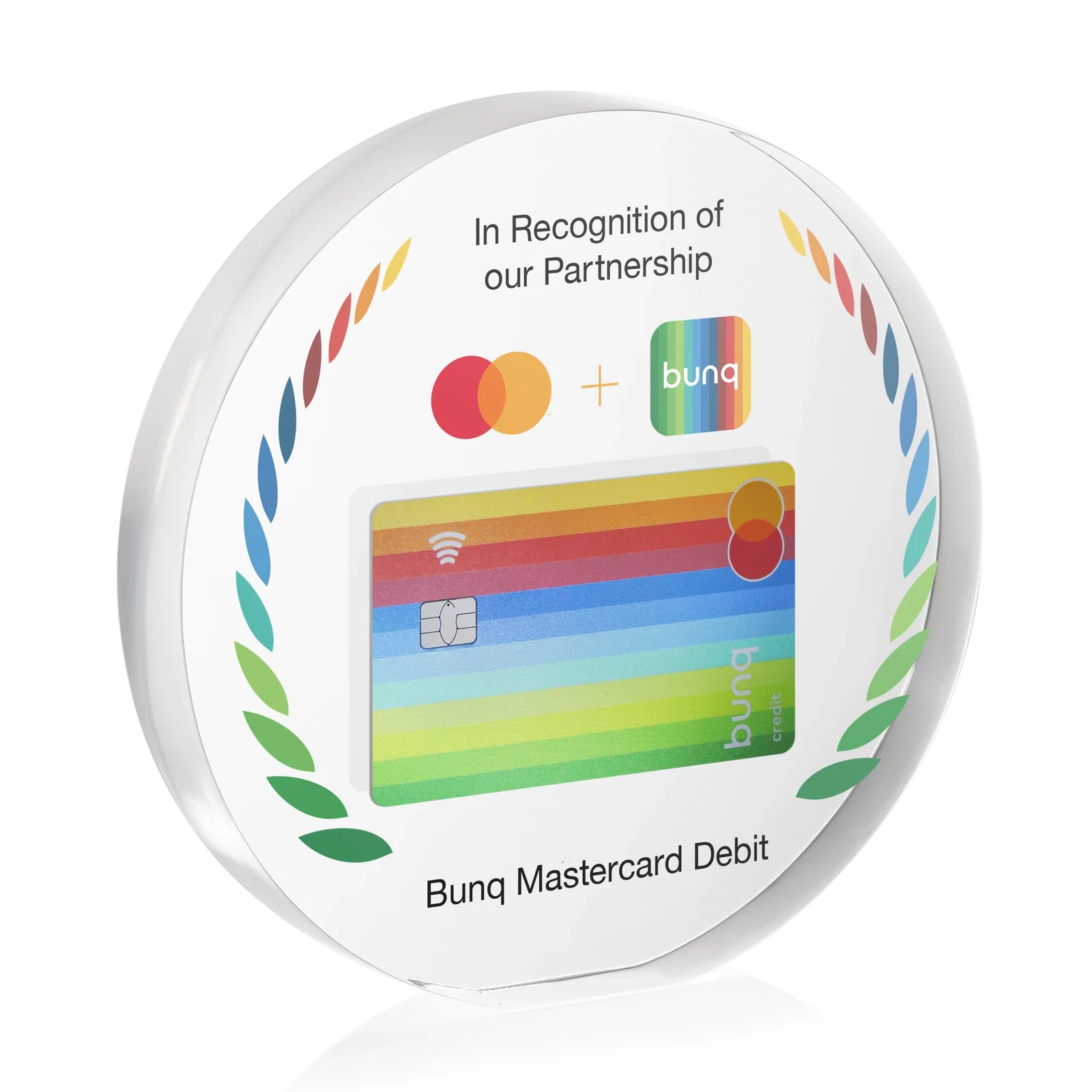Custom Circle Acrylic Embedment Award for Medallions and Keepsakes for team milestone celebrations