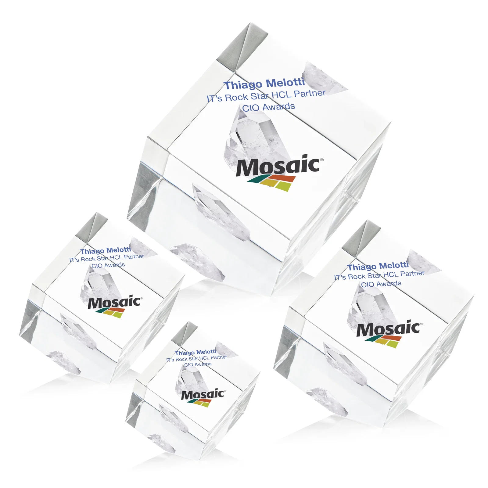 Custom Corner Cube Acrylic Embedment Award for Medallions for employee recognition