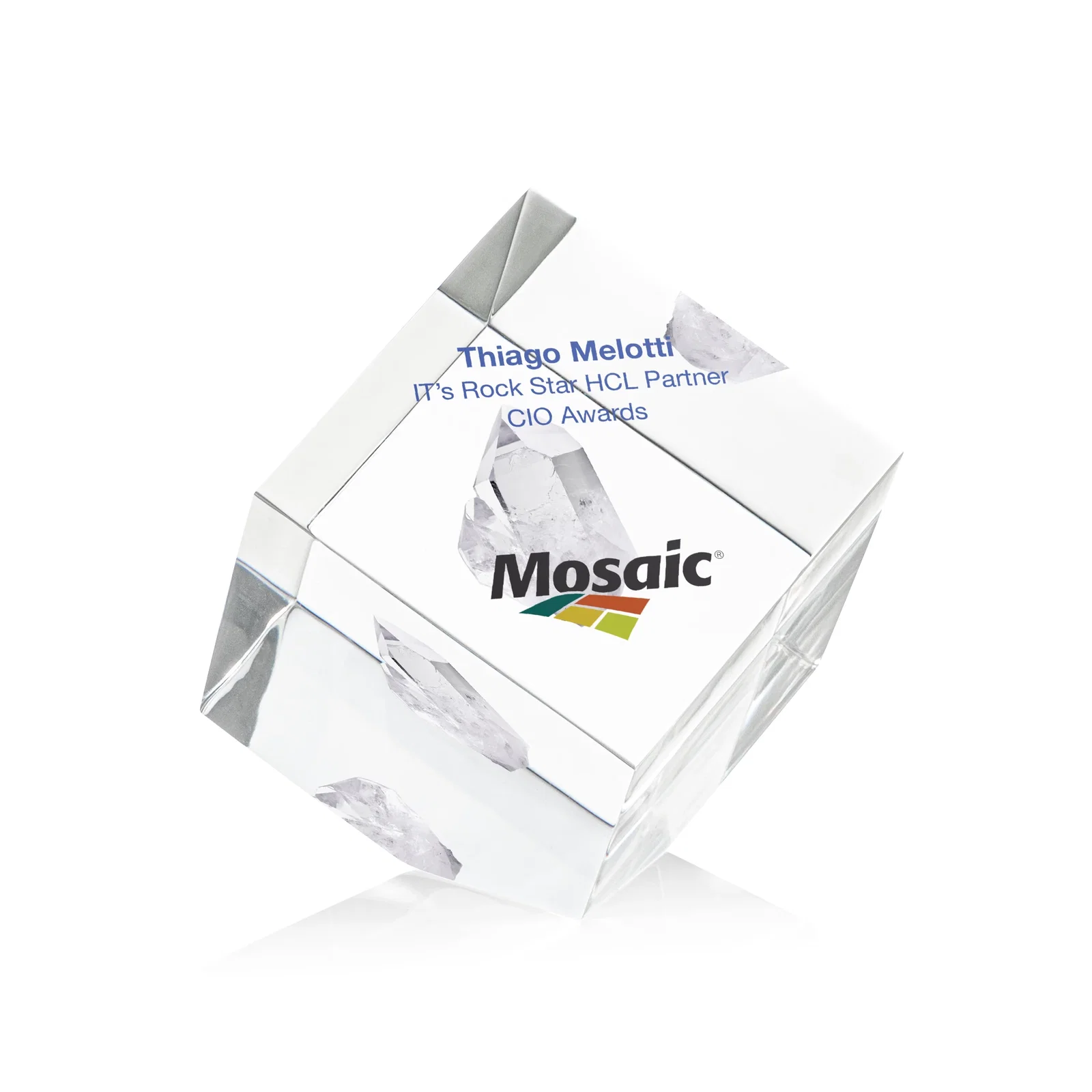 Custom Corner Cube Acrylic Embedment Award for Medallions for corporate award ceremonies