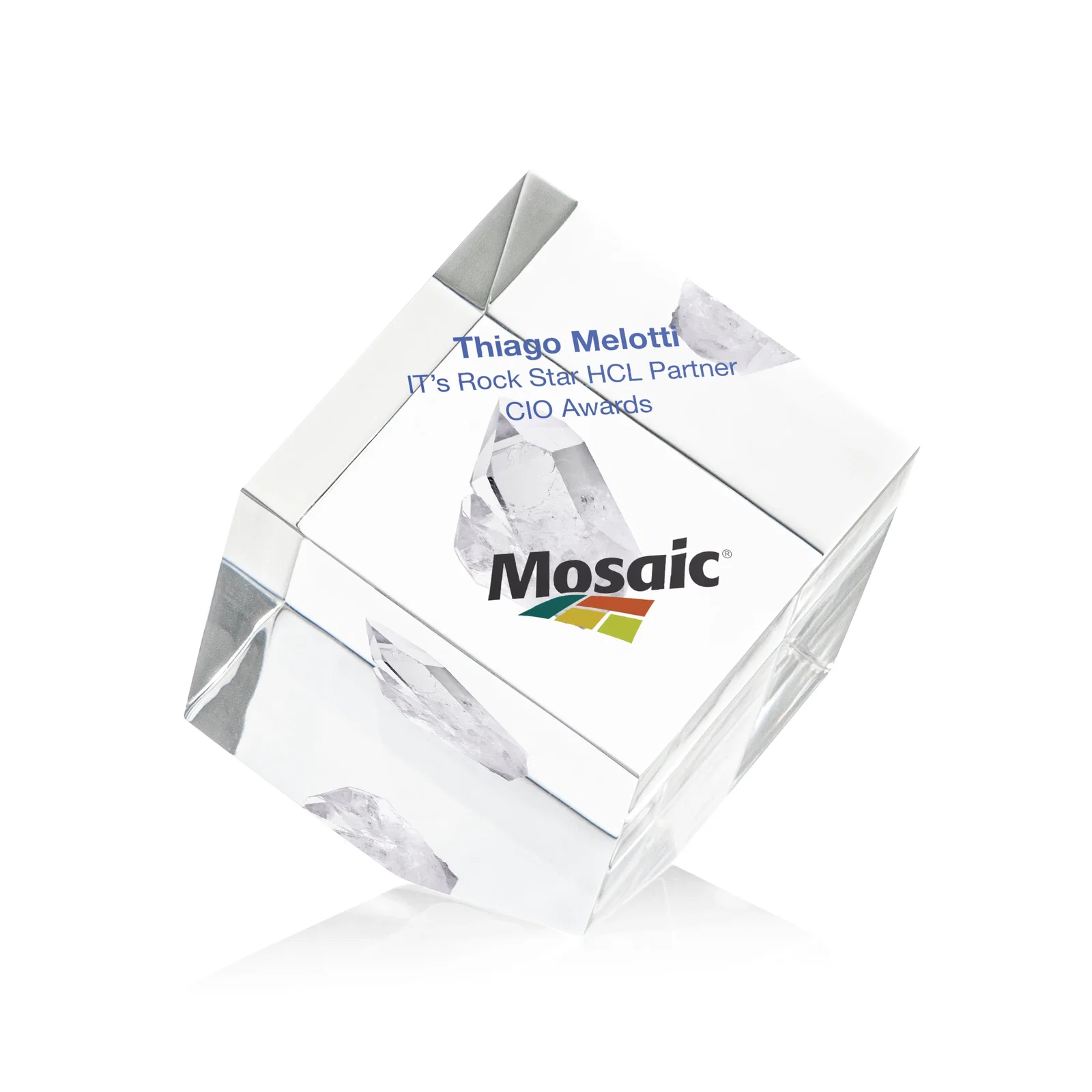 Custom Corner Cube Acrylic Embedment Award for Medallions for service anniversary gifts